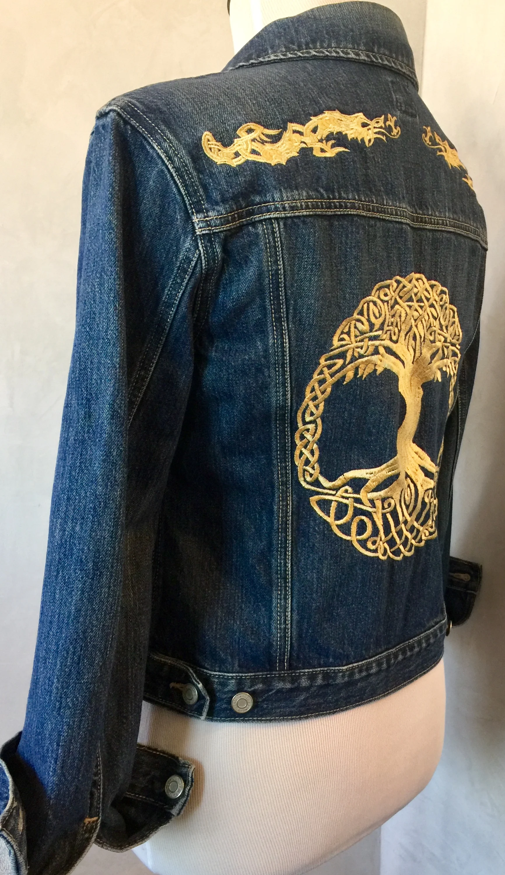 Celtic Tree of Life and Dragon Denim Jacket .jpg