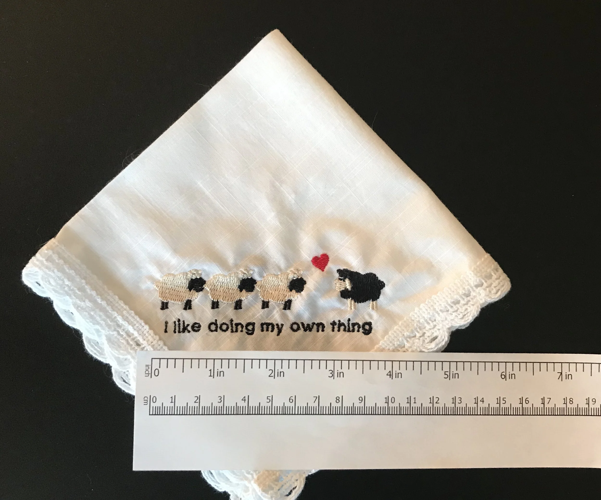 Black Sheep Individual Unique Against the Crowd womens white handkerchief quarter with ruler.jpg