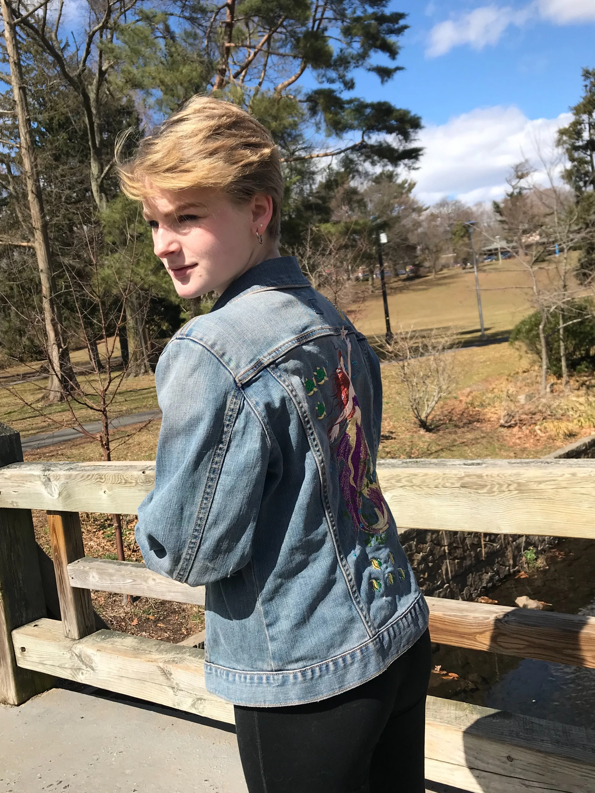 Mermaid Katie Artistically Embroidered Denim Jacket.jpg