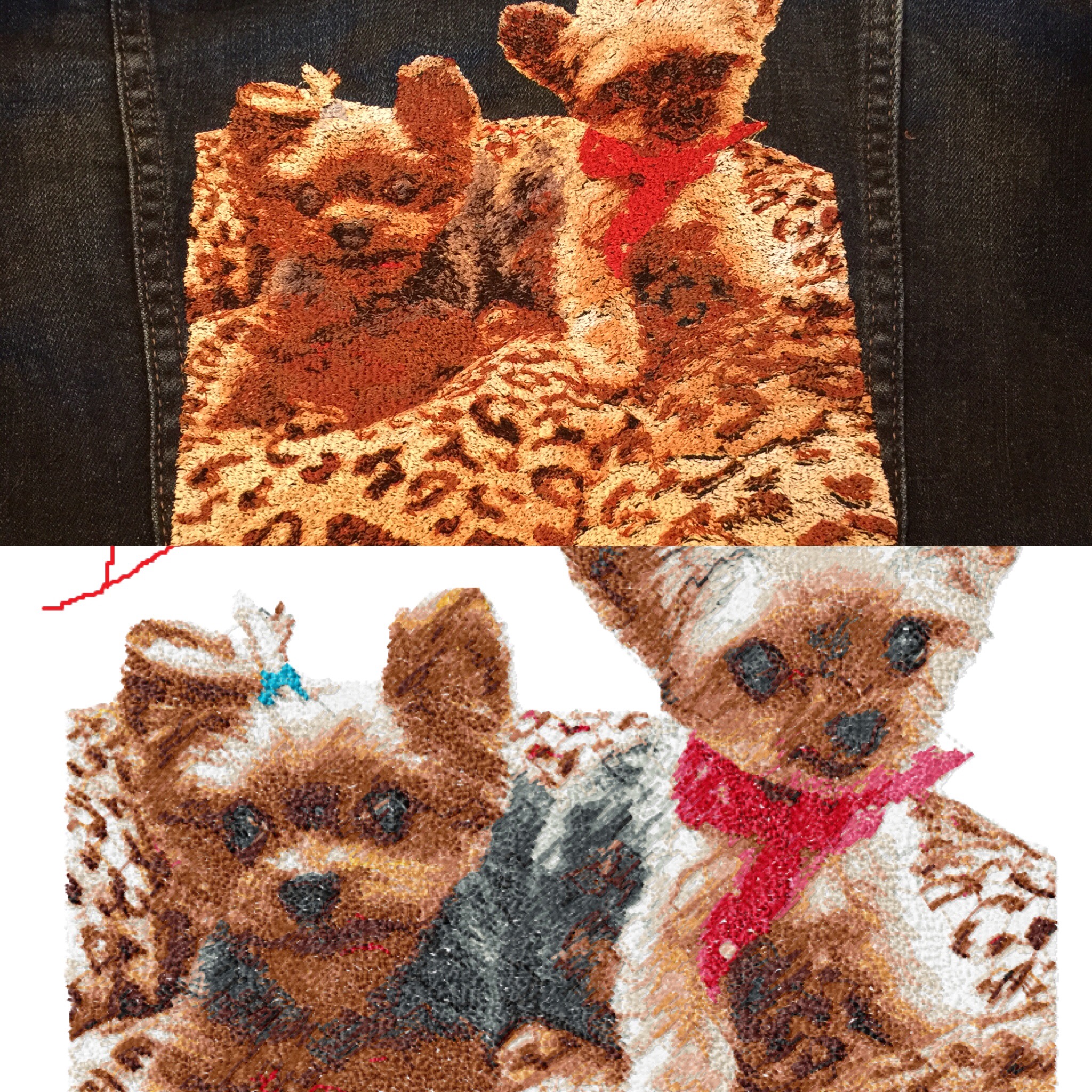 Custom Yorkie Pet Embroidered Denim Jacket