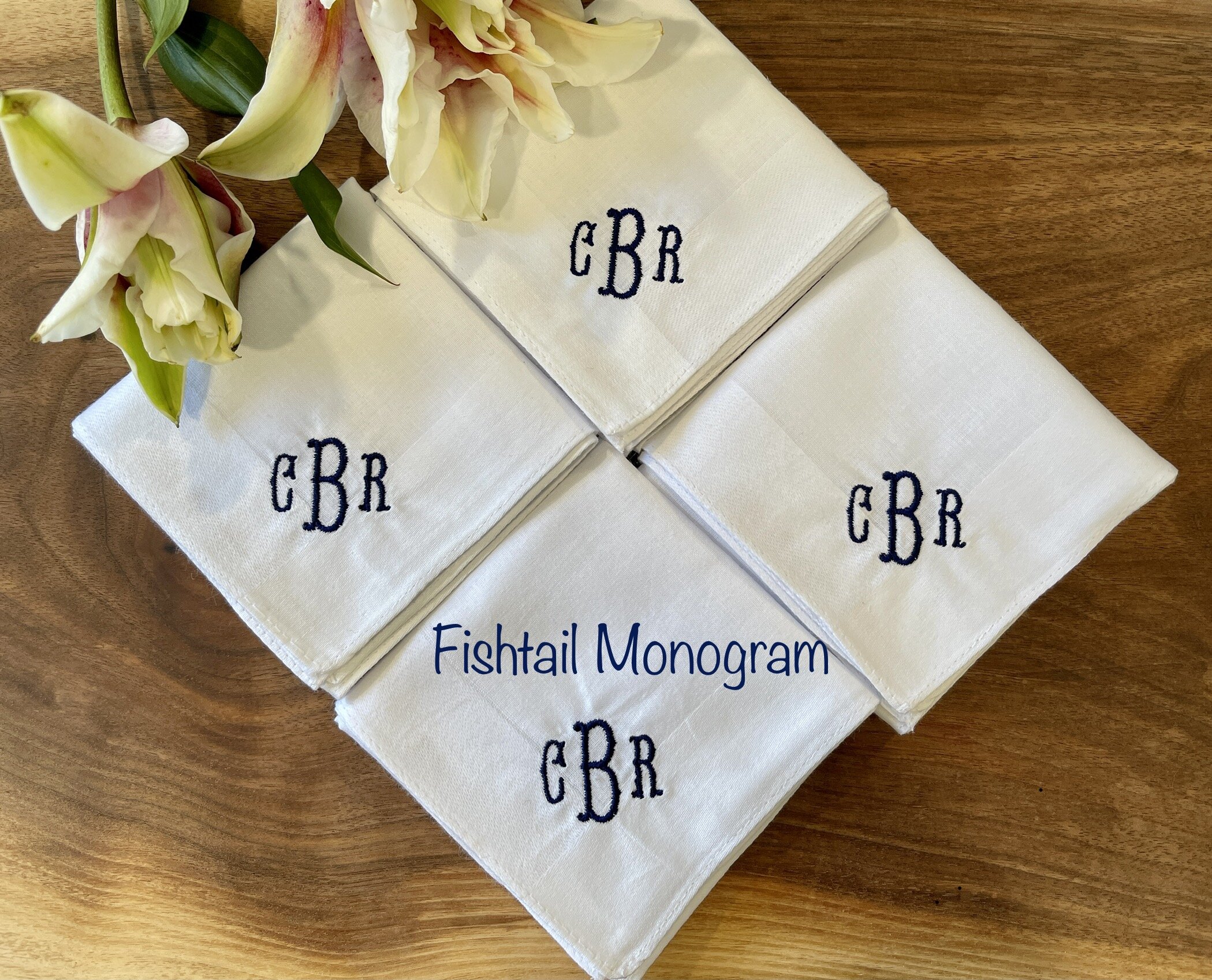 1x EMBROIDERED PERSONALISED HANDKERCHIEF INITIAL NAME LETTER MONOGRAM HANKIE 