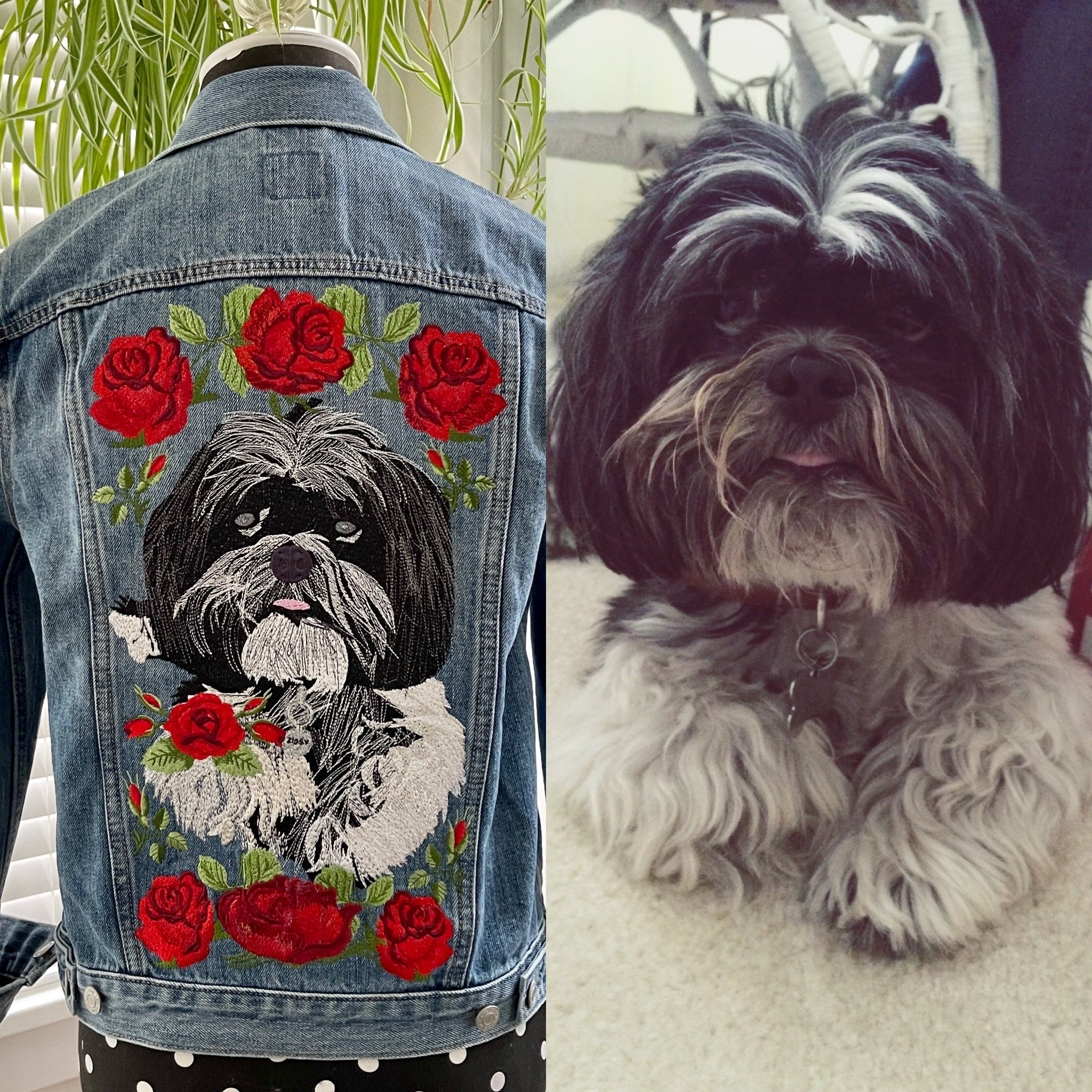 Custom Pet Embroidered Denim Jacket