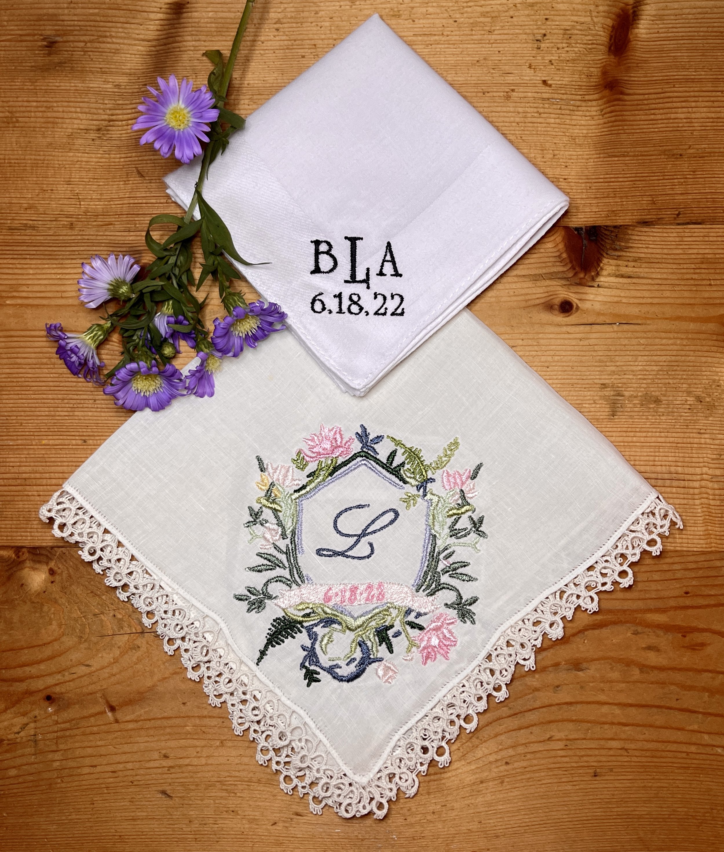 Custom Wedding Invitation Crest Monogrammed Handkerchief