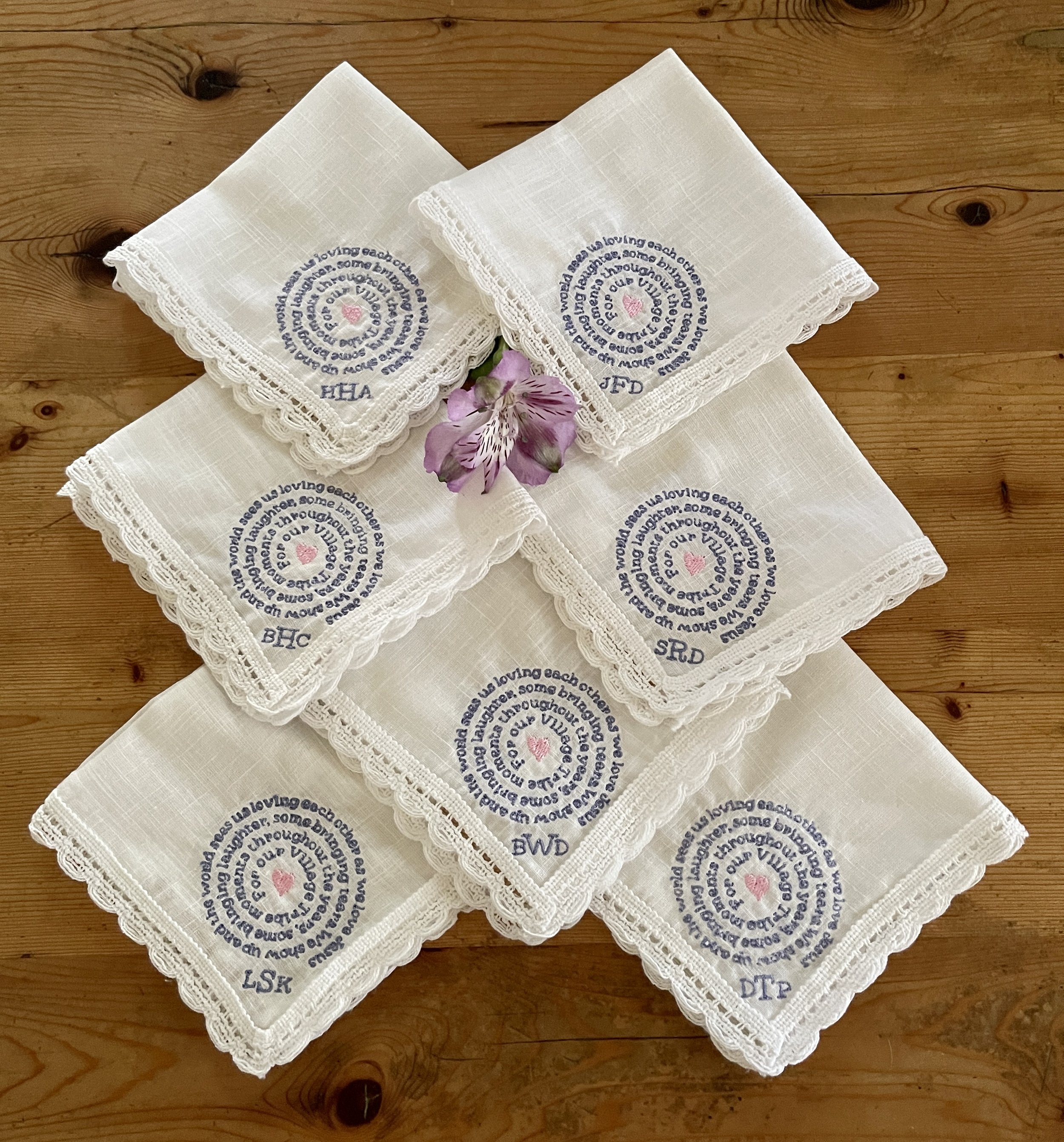 Village Tribe Custom Embroidered Handkerchiefs