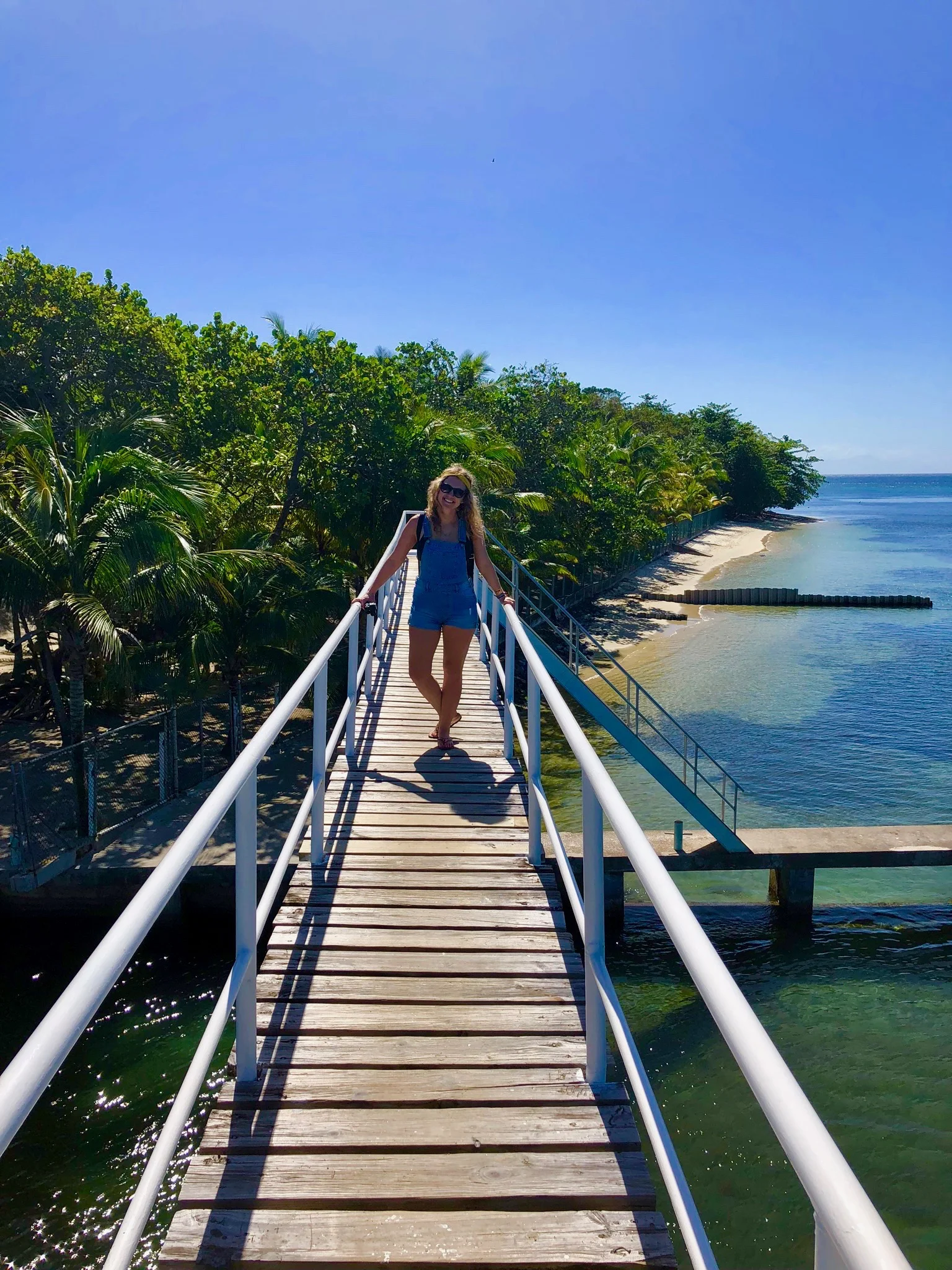 Crossing the bridge along the route to West End from West Bay