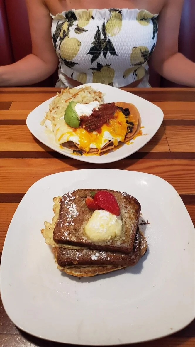 Pork Tostado and french toast at Cafe Serafornia