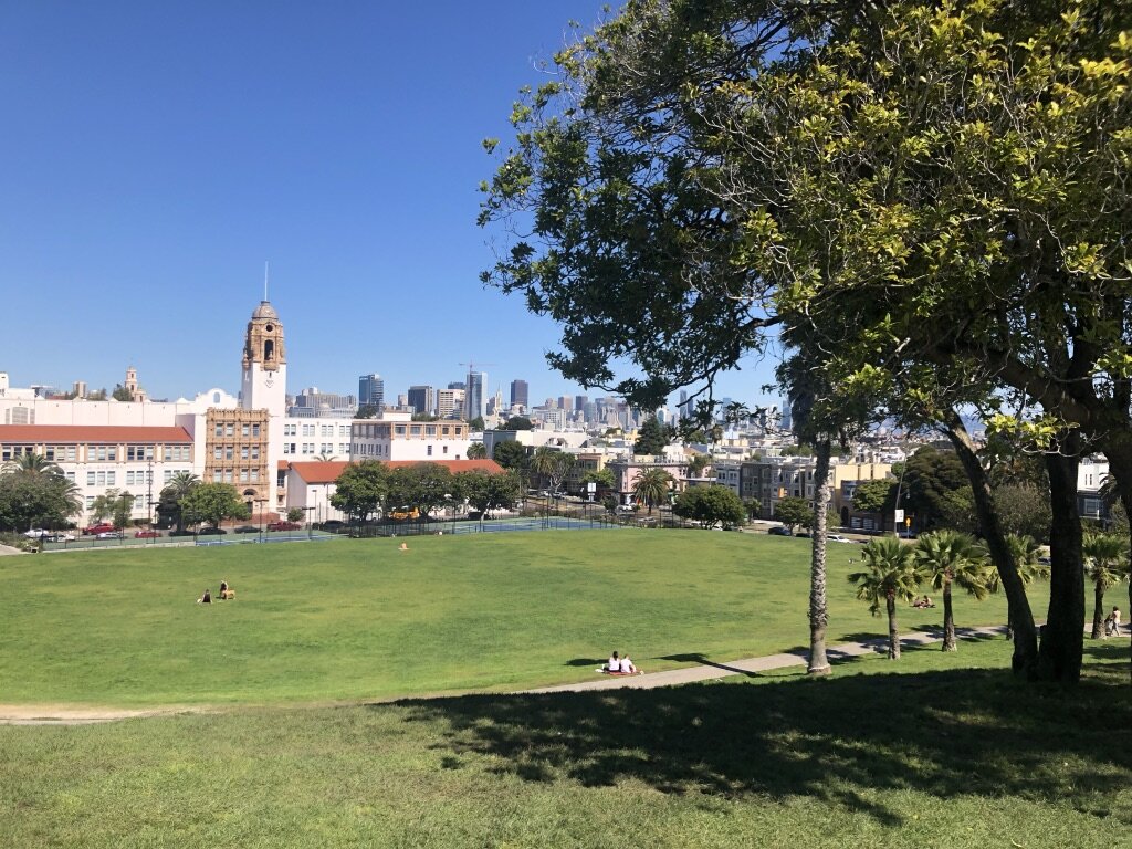 The view of the park from the top of the hill. A weekend visit would show a completely full park