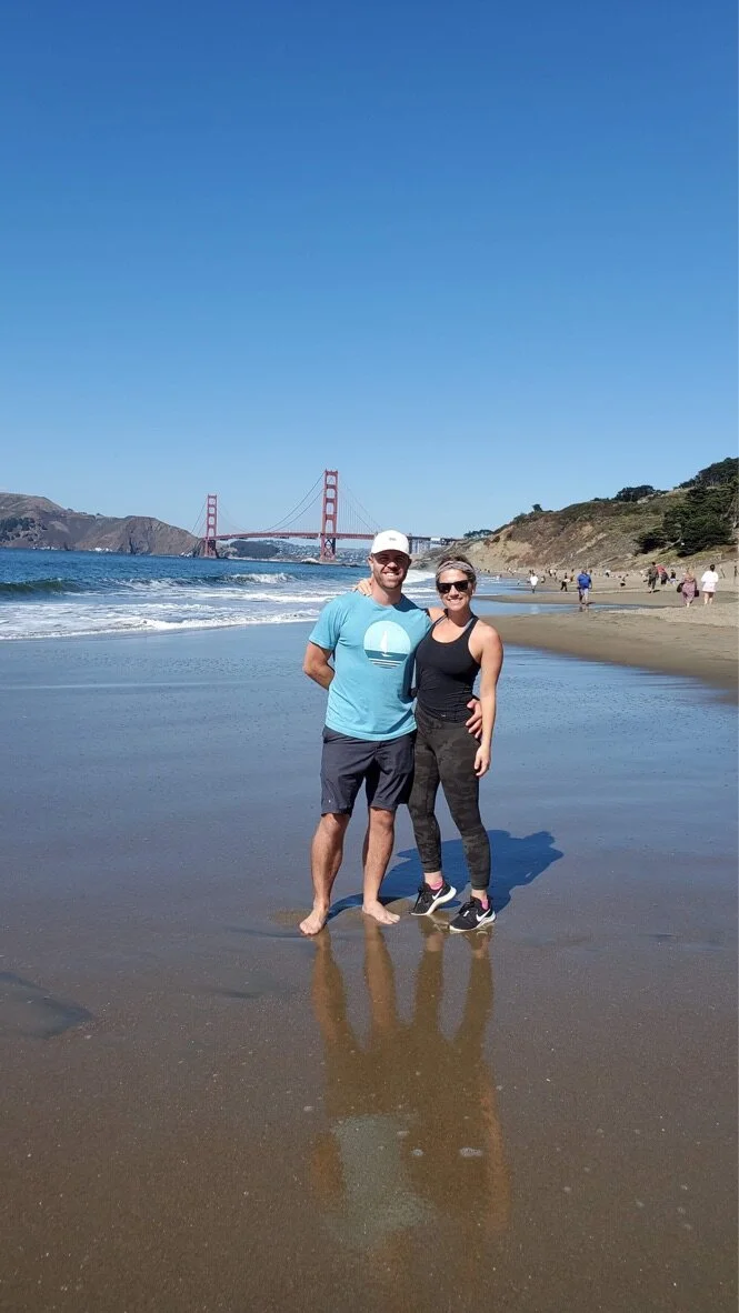 Enjoying the view of the bridge from Baker Beach