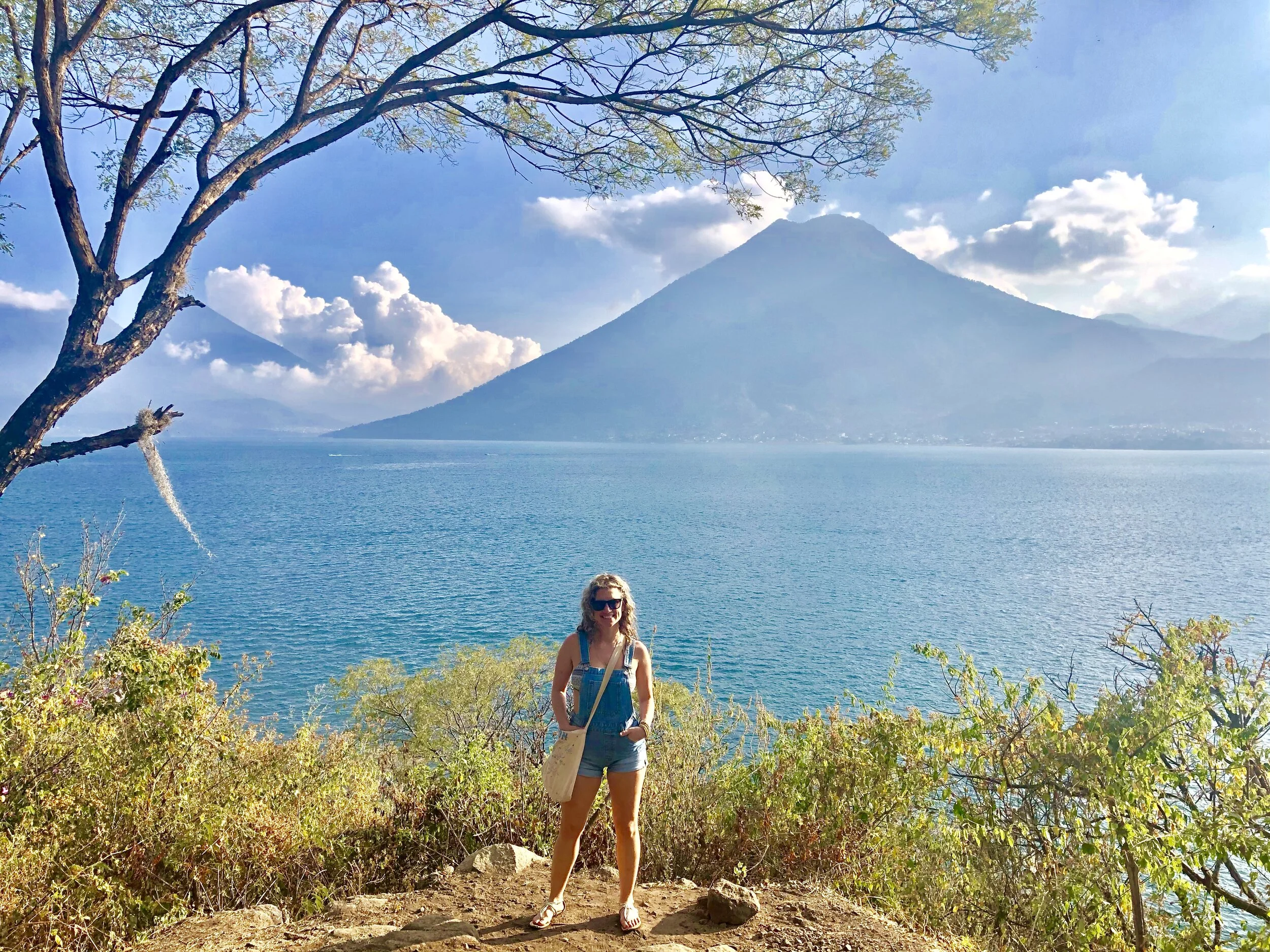 The best view from the Nature Reserve. Behind me is Lake Atitlan and one of many volcanoes visible around the lake
