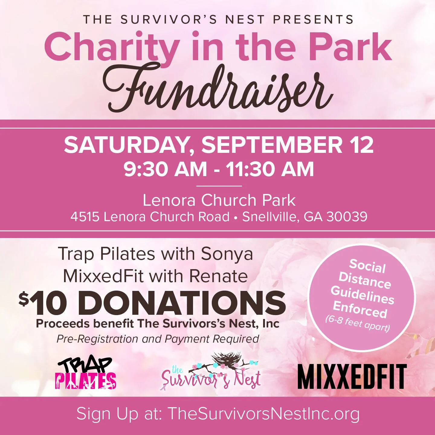 Saturday, September 12th at 9:30 AM Lenora Church Park 4515 Lenora Church Road Snellville, GA 30039 Grab your mask, mat, and a friend, then meet us at Lenora Church Park for our fitness fudraiser featuring Trap Pilates new Moblie Studio!The Survivor…