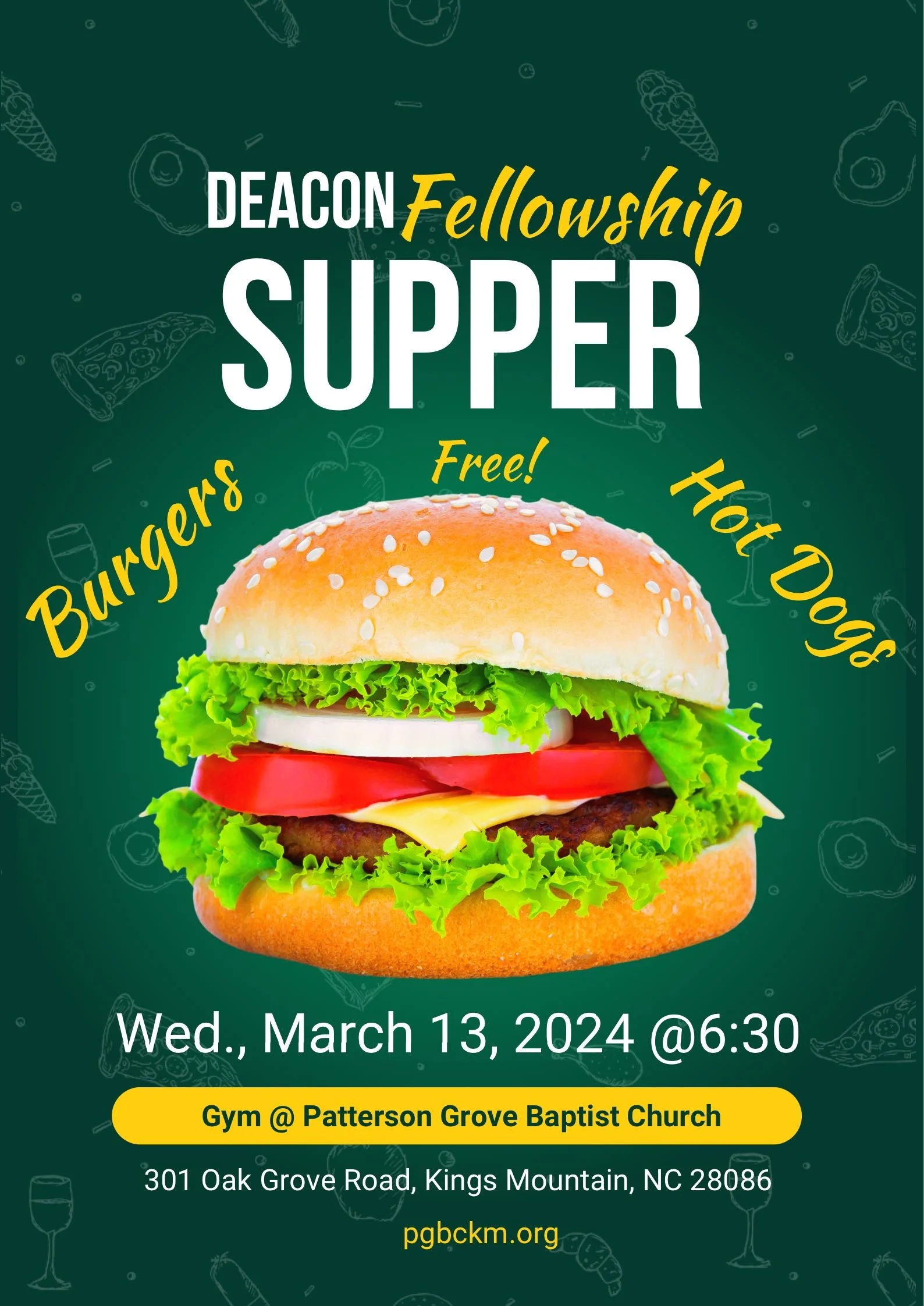 Deacon Fellowship Supper - Wednesday, March 13th, 2024