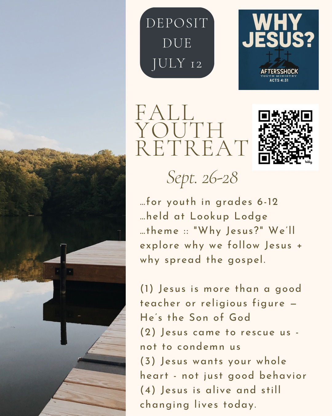 Fall Youth Retreat to Look Up Lodge - September 26-28 - Grades 6-12