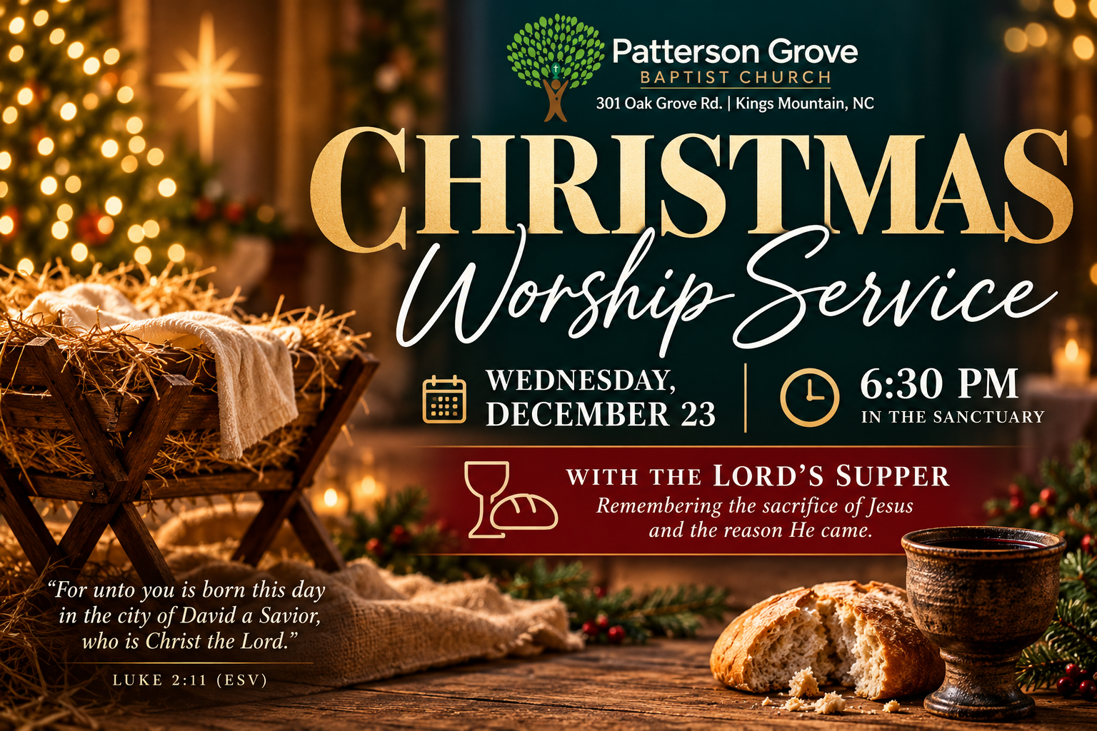 🎄✨ CHRISTMAS WORSHIP AT PATTERSON GROVE! ✨🎄