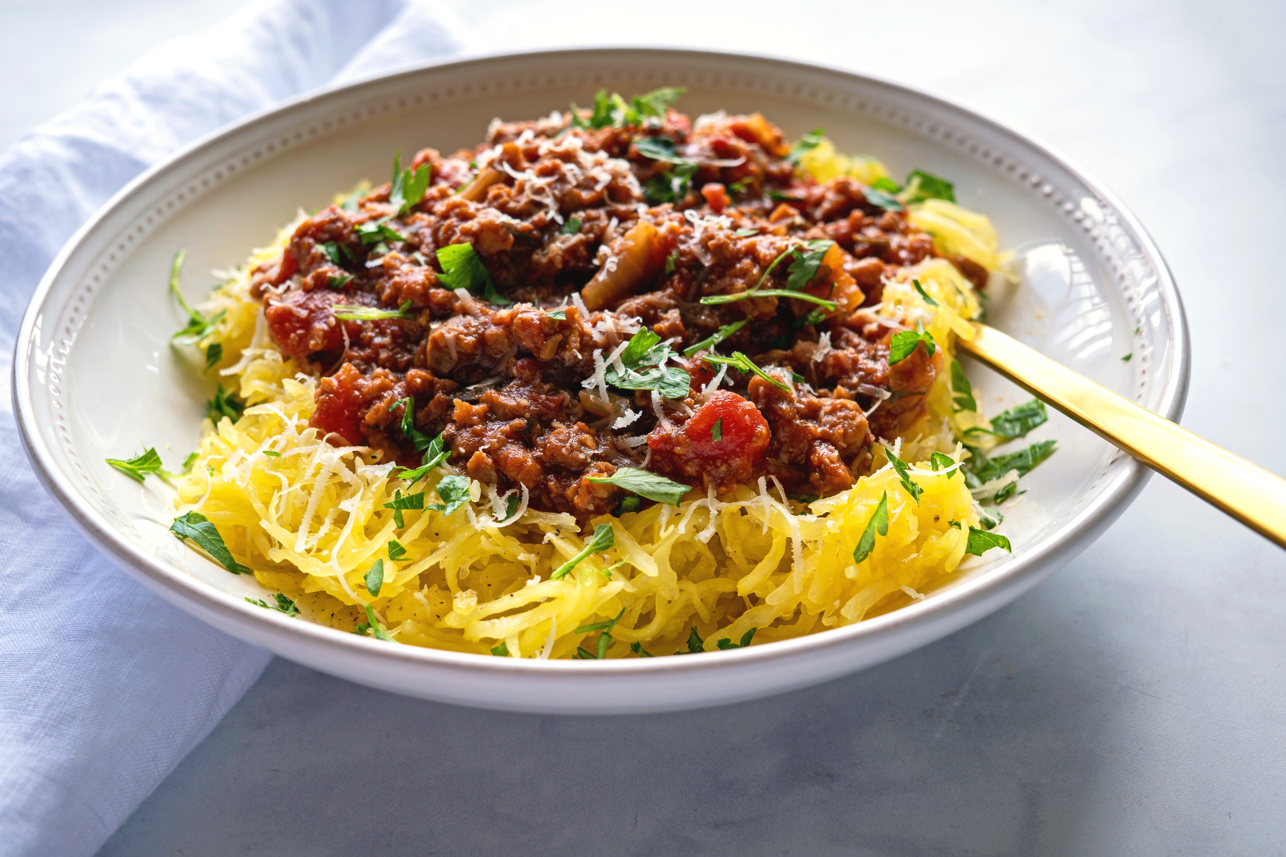 Spaghetti Squash with Meat Sauce — The Yummy Vegan