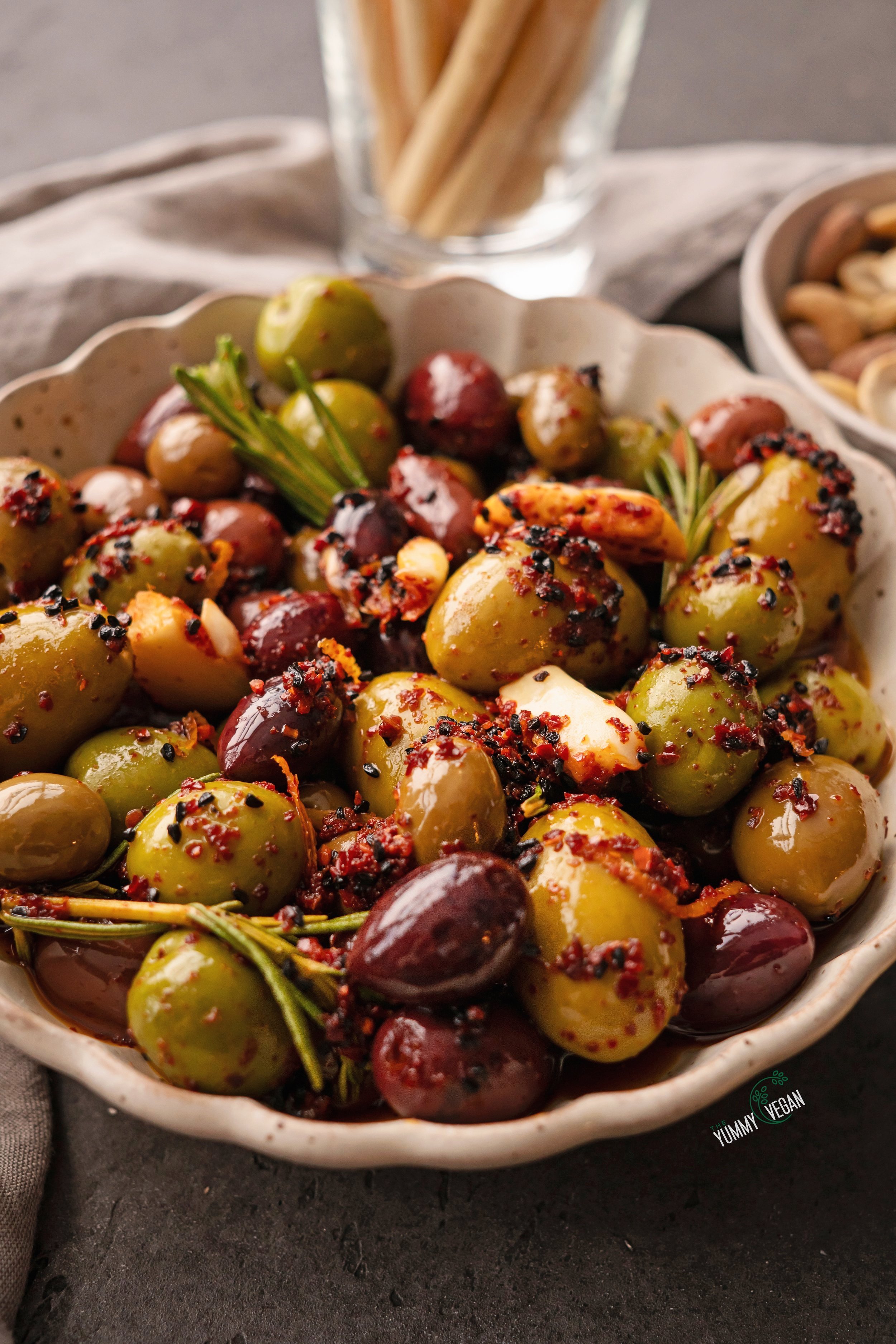 Aleppo Pepper Marinated Olives