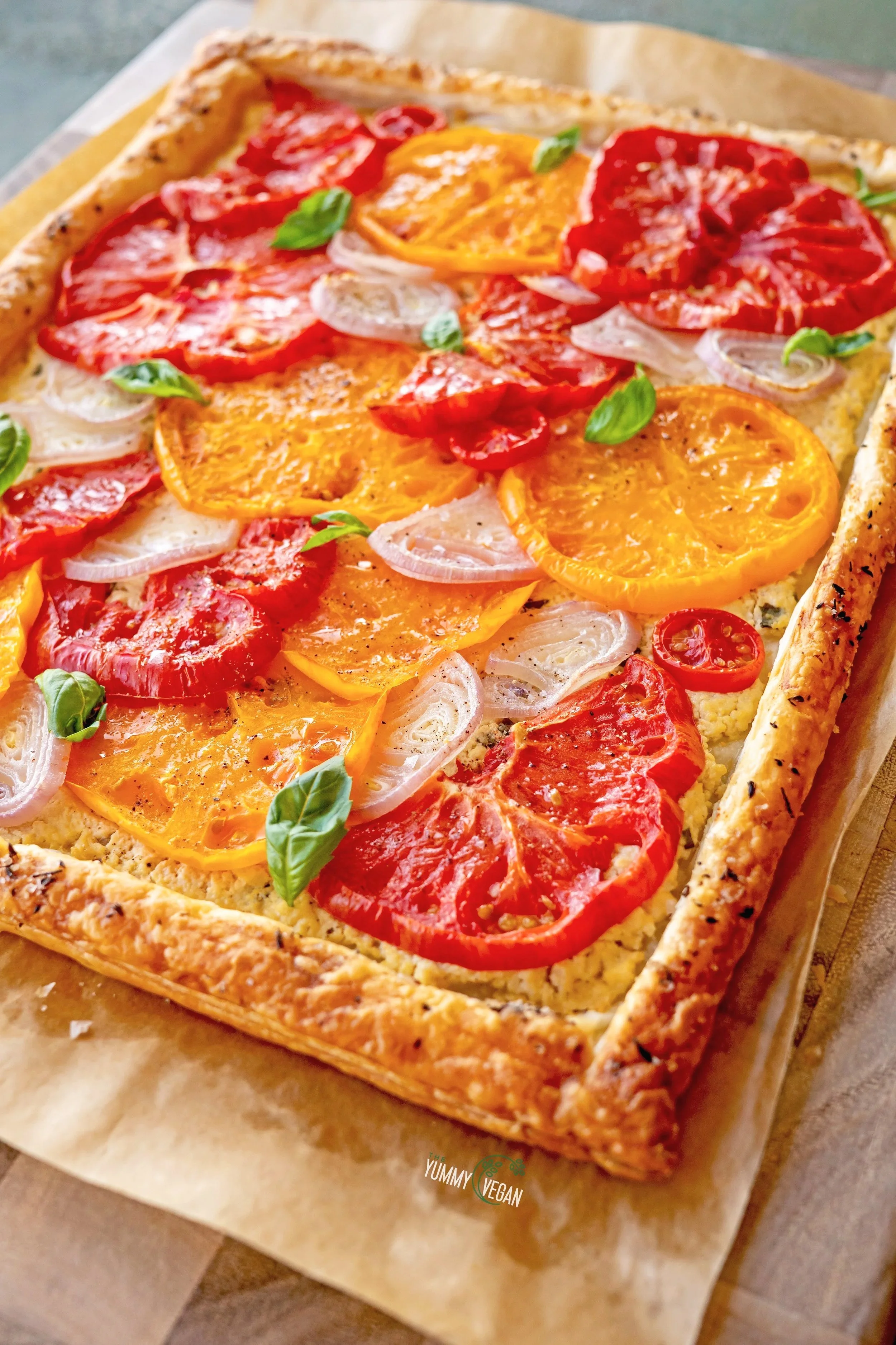 Tomato Onion Tart w/ Basil Ricotta