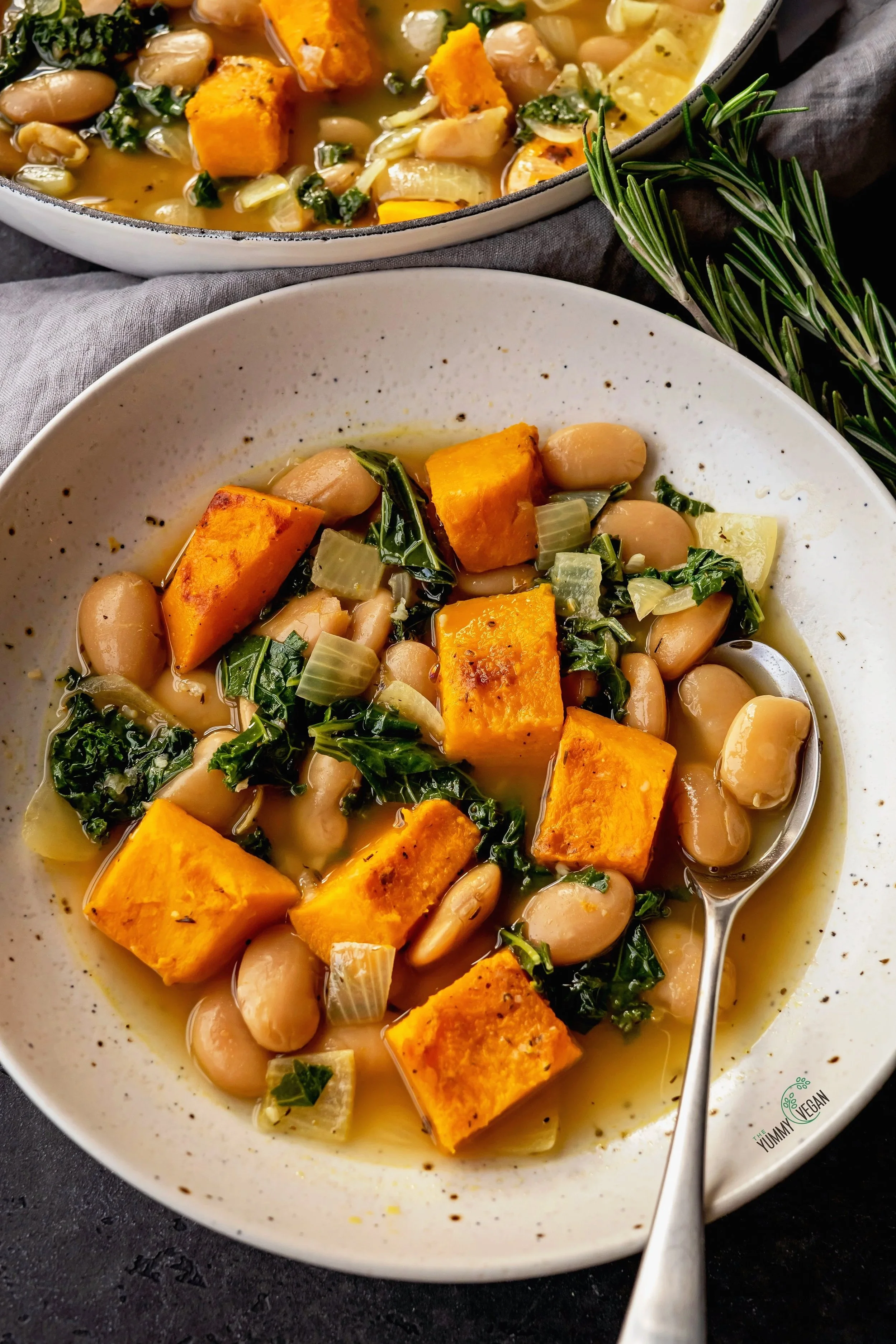 Brothy Beans w/ Kabocha &amp; Kale