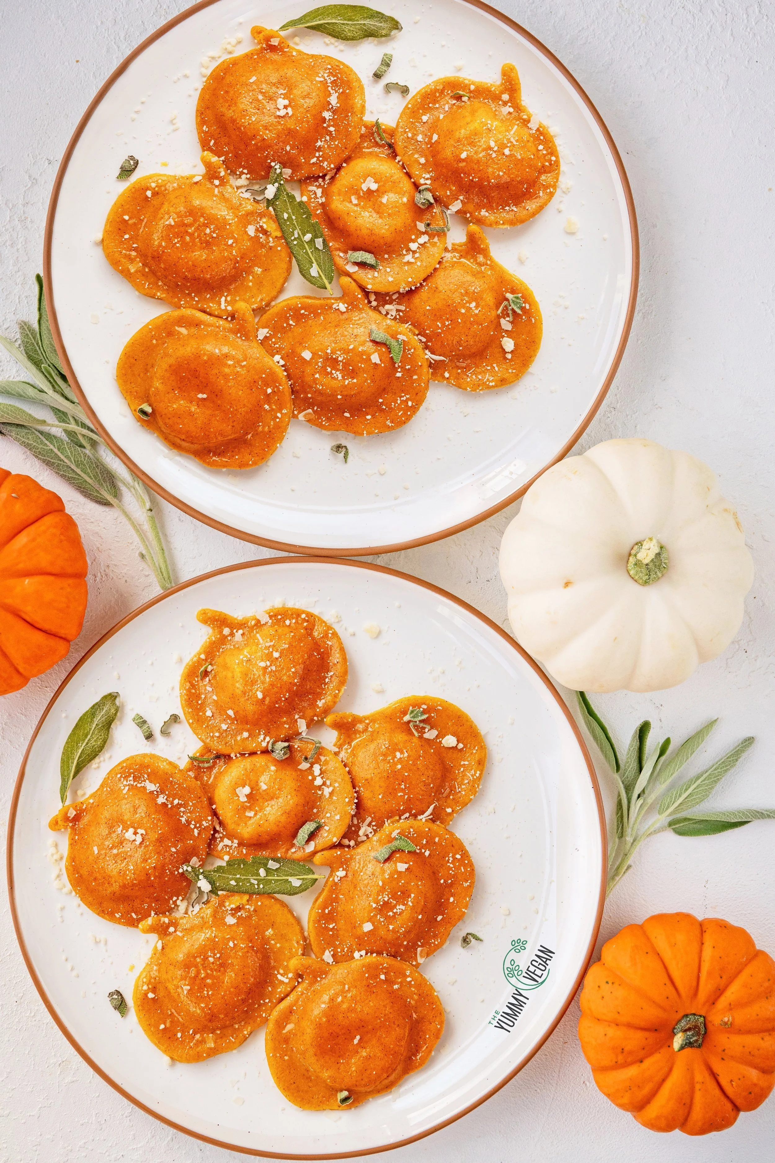 Pumpkin shaped vegan cheese ravioli — The Yummy Vegan