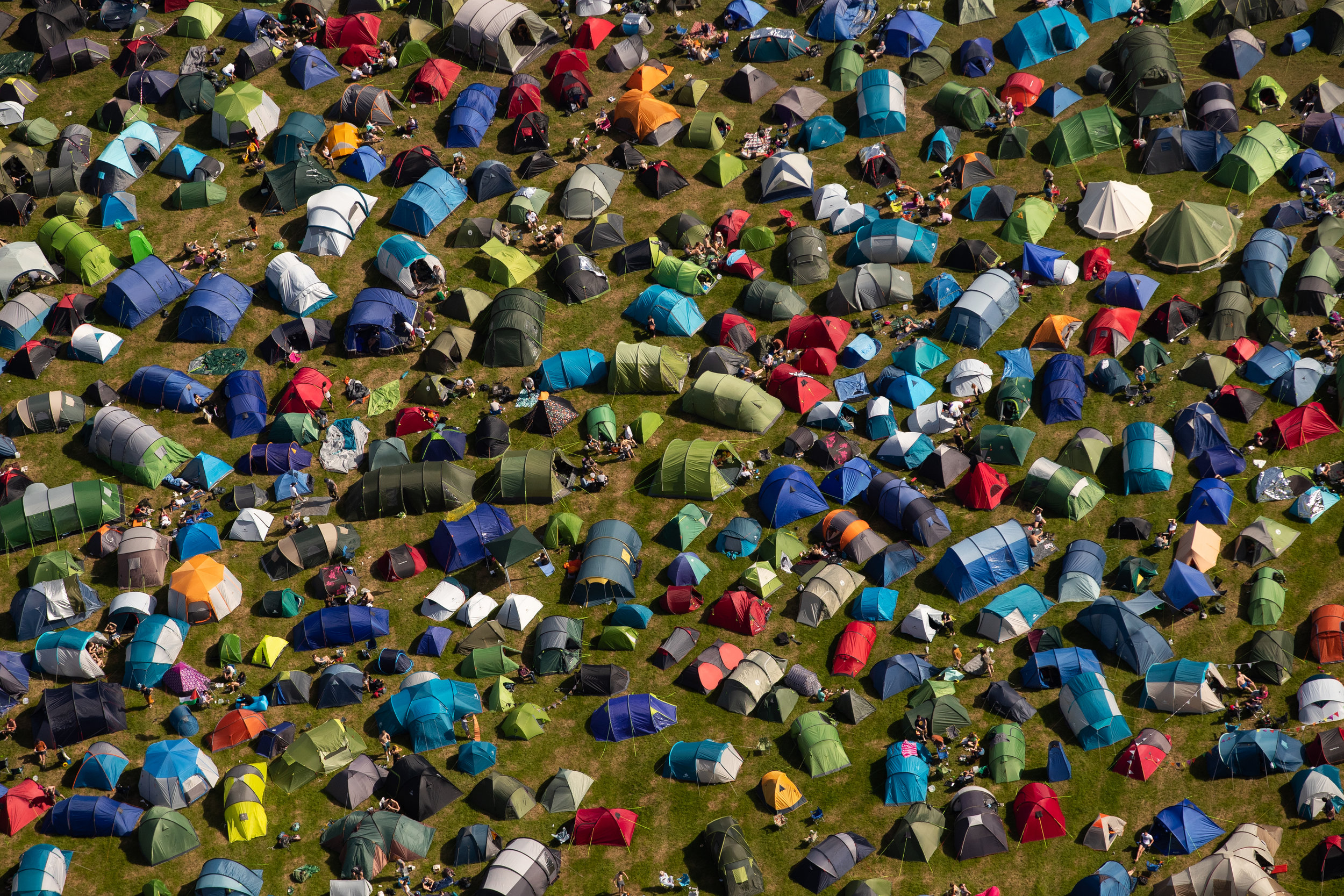  An aerial view of tents at the camping site for Glastonbury Festival at Worthy Farm in Somerset, England. The five day performing arts and music event Glastonbury Festival has officially opened, transforming the Somerset farm into a city for many th