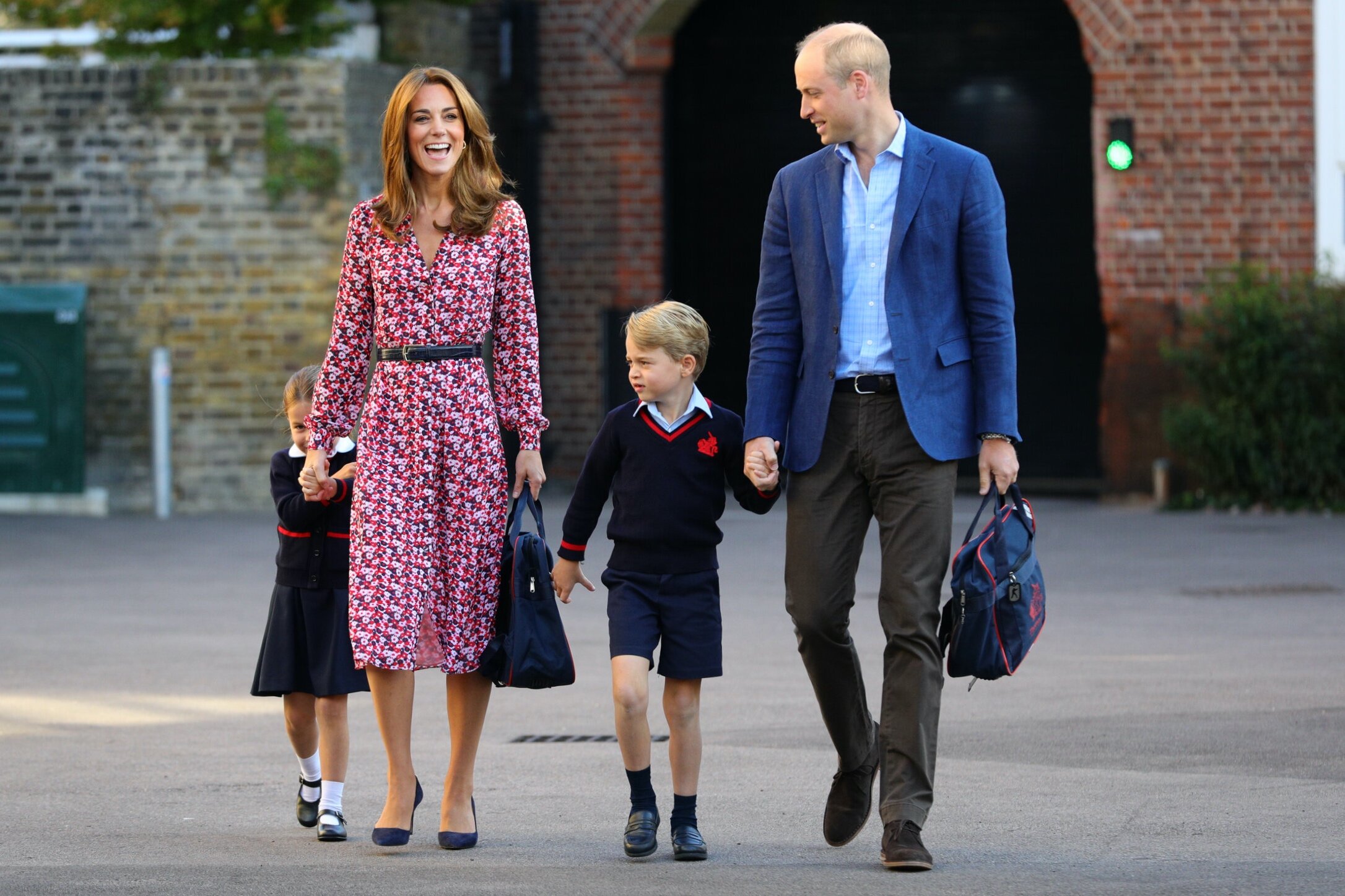 Princess Charlotte as she arrives for her first day of school at Thomas's Battersea in London, accompanied by her brother Prince George and her parents the Duke and Duchess of Cambridge. PA Photo. Picture date: Thursday September 5, 2019. Photo cred