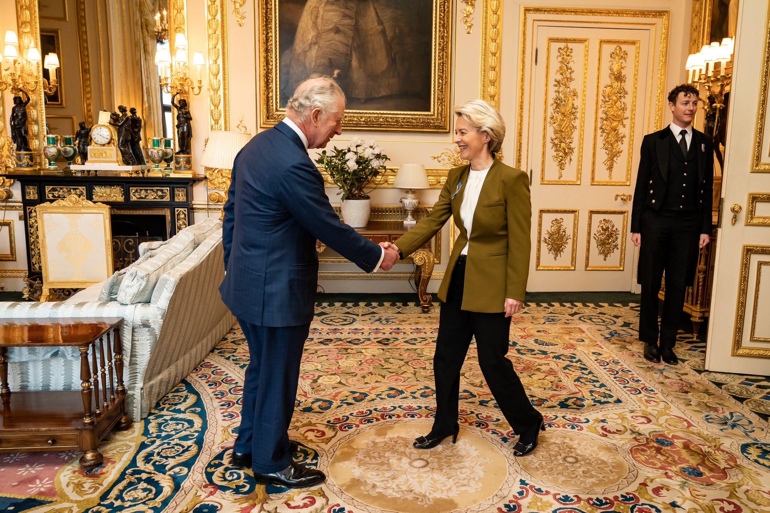  King Charles III receives European Commission president Ursula von der Leyen during an audience at Windsor Castle, Berkshire. Picture date: Monday February 27, 2023. Picture by: Aaron Chown/PA Wire/PA Images 
