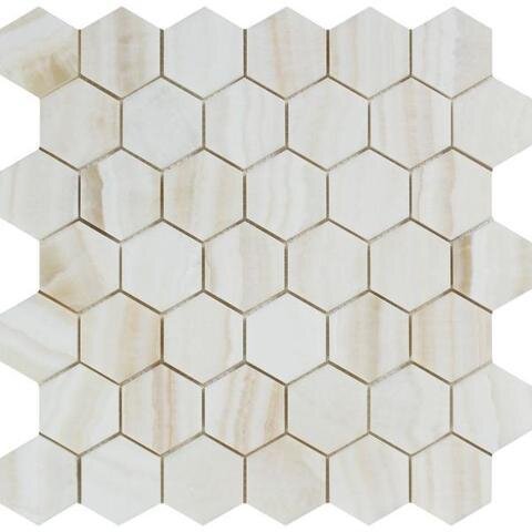 White Onyx | 2"  Hex Cross Cut