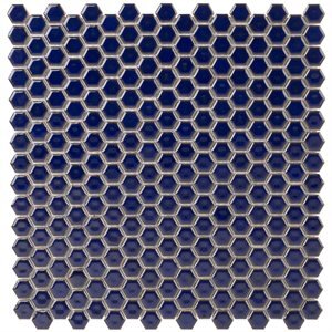 Rimmed Cobalt Hex Penny | Ceramic