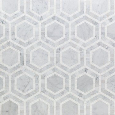 Carrara 6" Hex w Thassos Liner