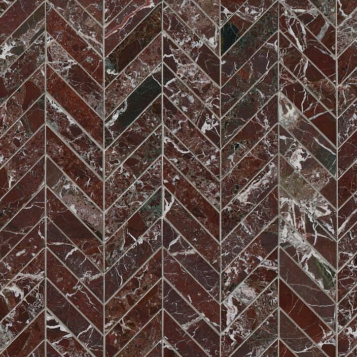 Marble Rosso Levanto Chevron 12 x 12 Sheet DOMVS SURFACES.JPG