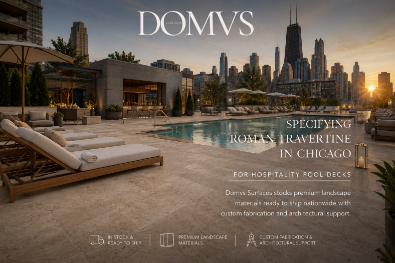 Travertine for hospitality pool decks in Chicago
