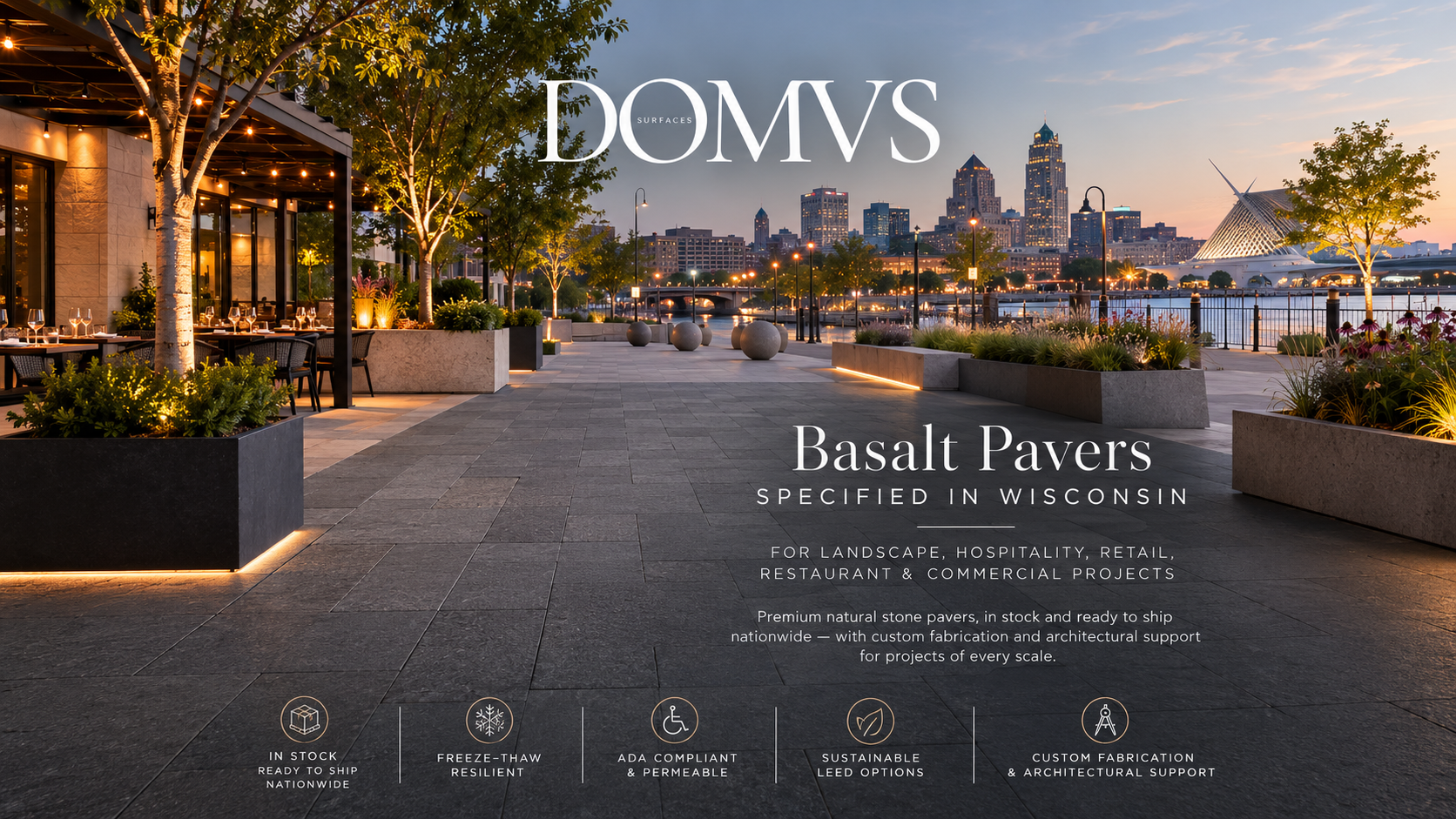 Basalt Pavers for urban landscape in Wisconsin