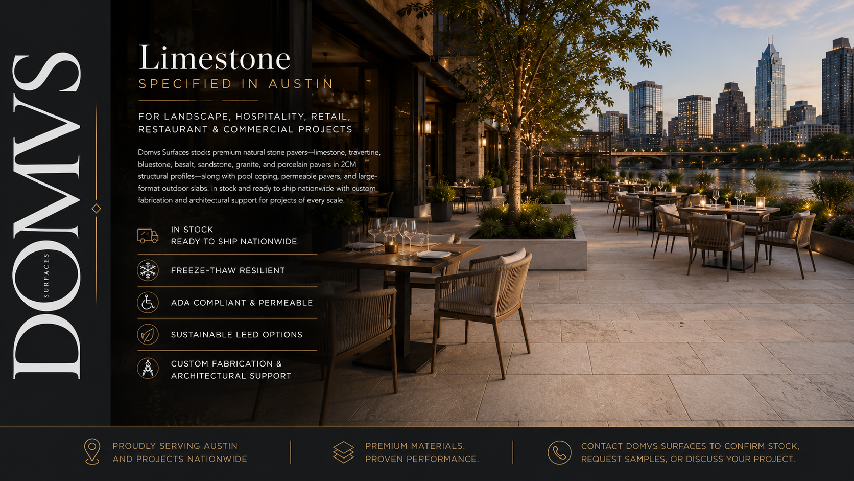 Limestone for restaurant patios in Austin