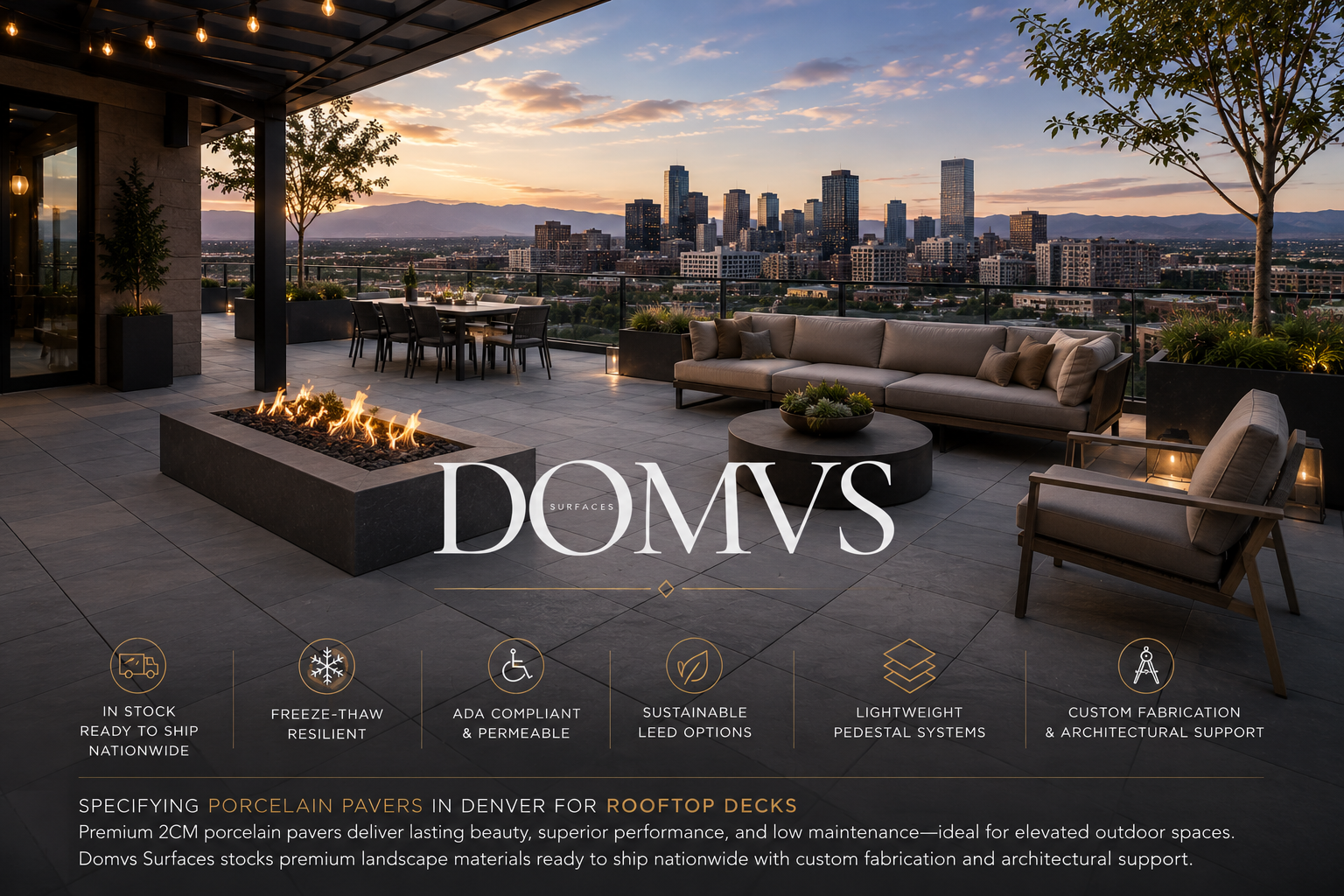 Porcelain Pavers for rooftop decking in Denver