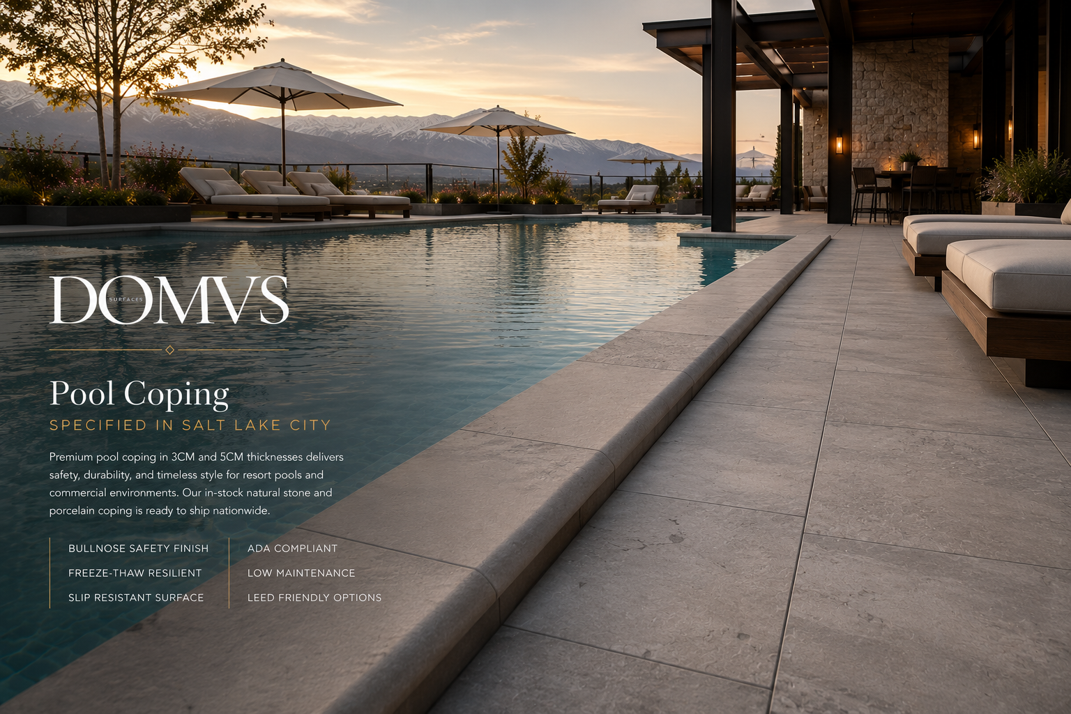 Pool Coping for resort pool renovations in Salt Lake City
