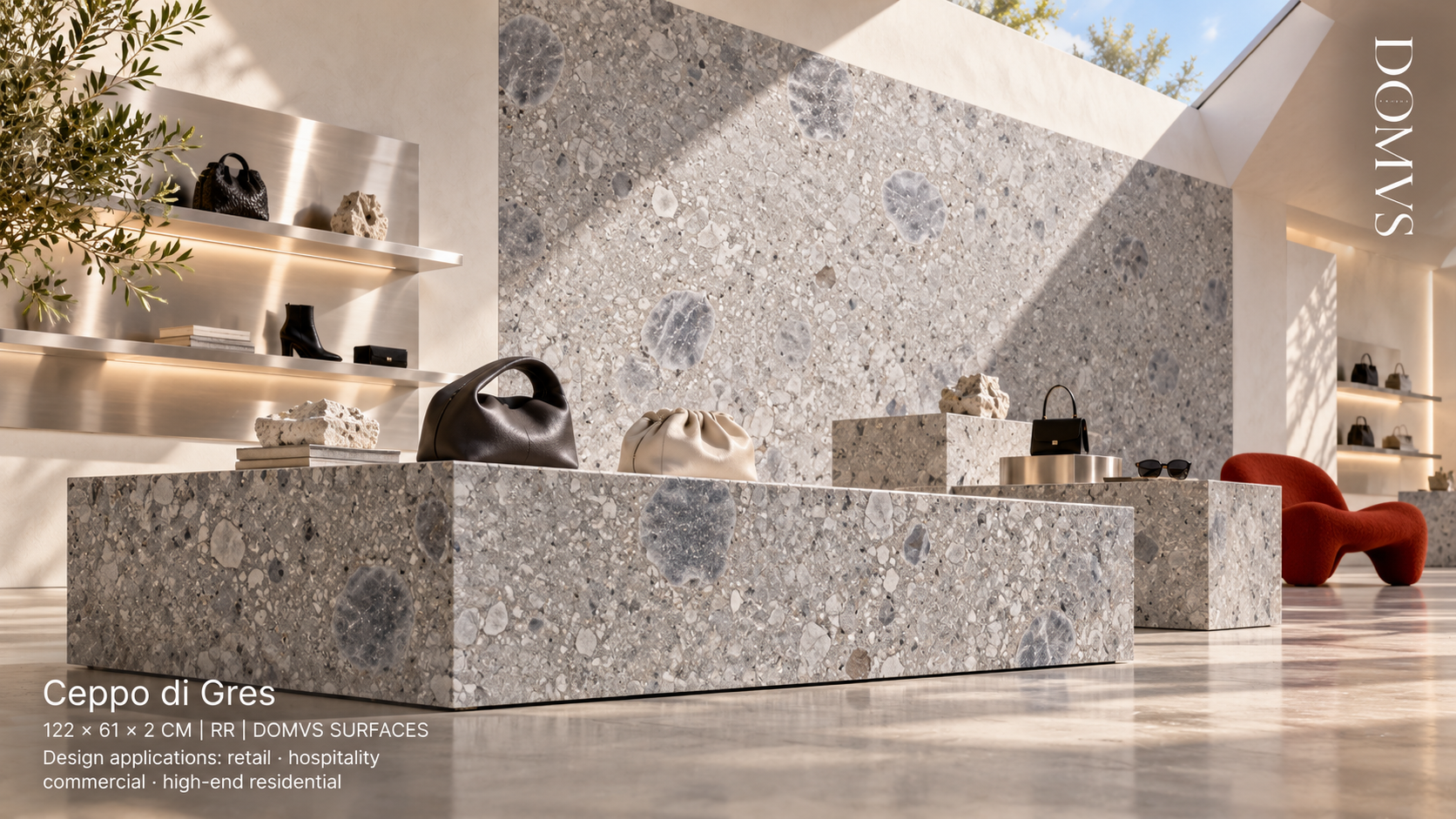 Ceppo di Gres Retail Display Plinths: A Guide to Scale, Edges and Merchandise