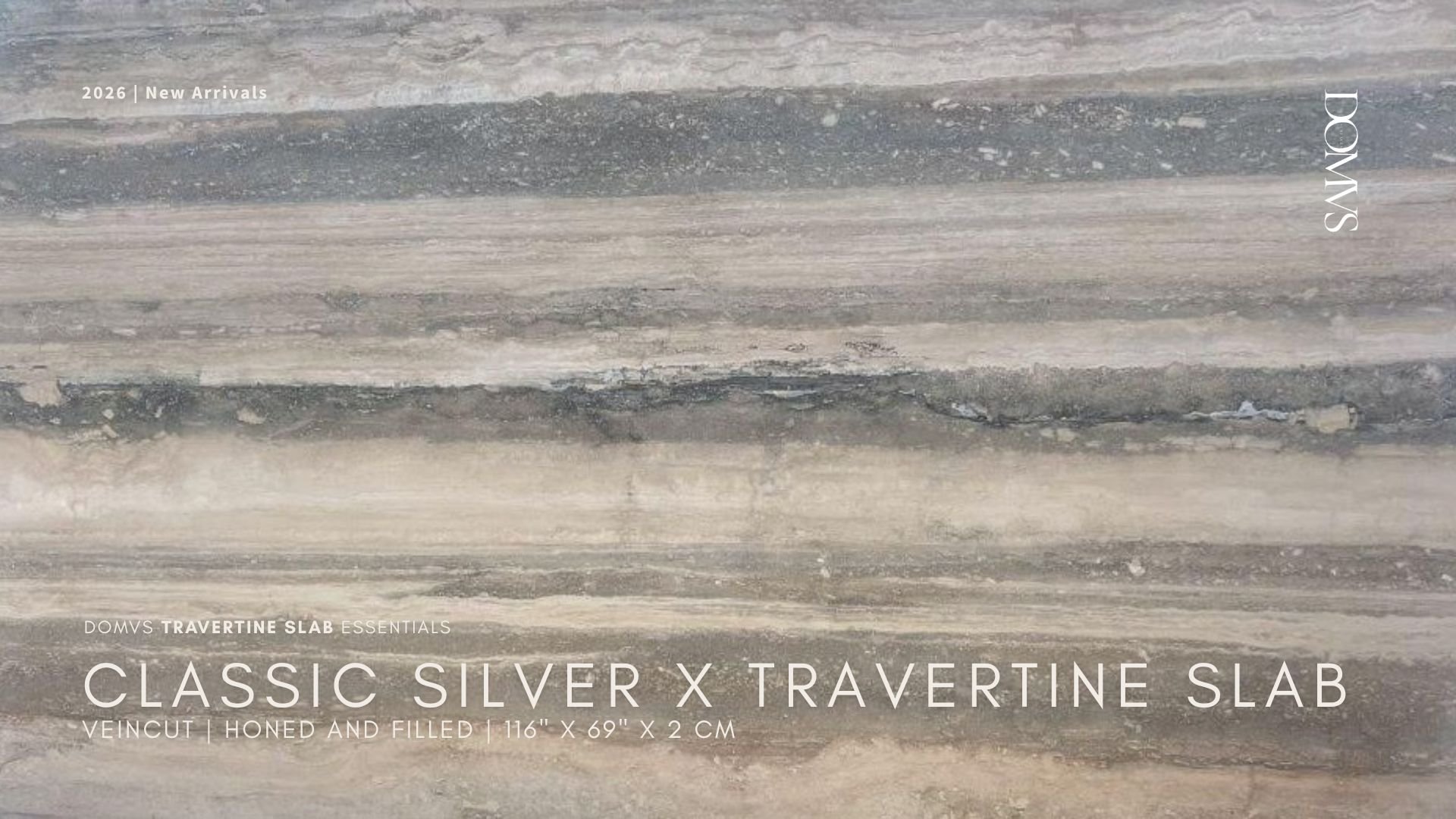 Classic Silver X Travertine Slab Vein cut Honed Filled for Landscape Projects. In Stock Now. We Ship Nationwide!