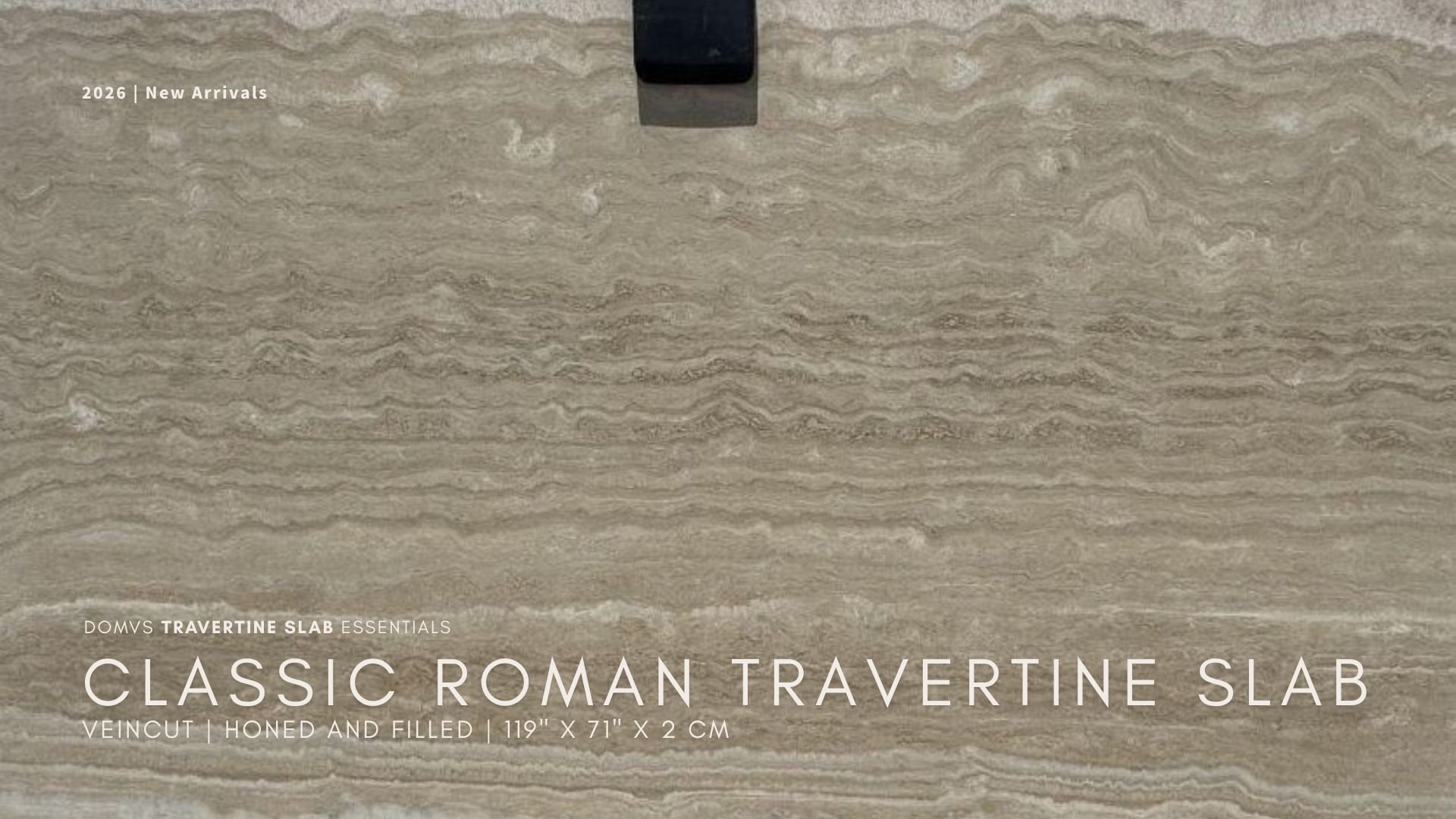 Classic Roman Travertine Slab Honed and Filled Veincut for Retail, Hospitality and Commercial Projects. In Stock Now. We Ship Nationwide!