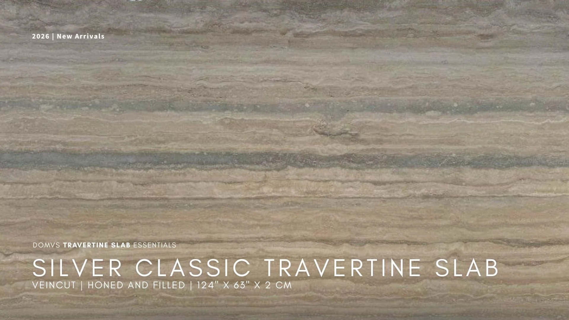 Silver Classic Travertine Slab Honed and Filled Veincut for Retail, Hospitality and Commercial Projects. In Stock Now. We Ship Nationwide!