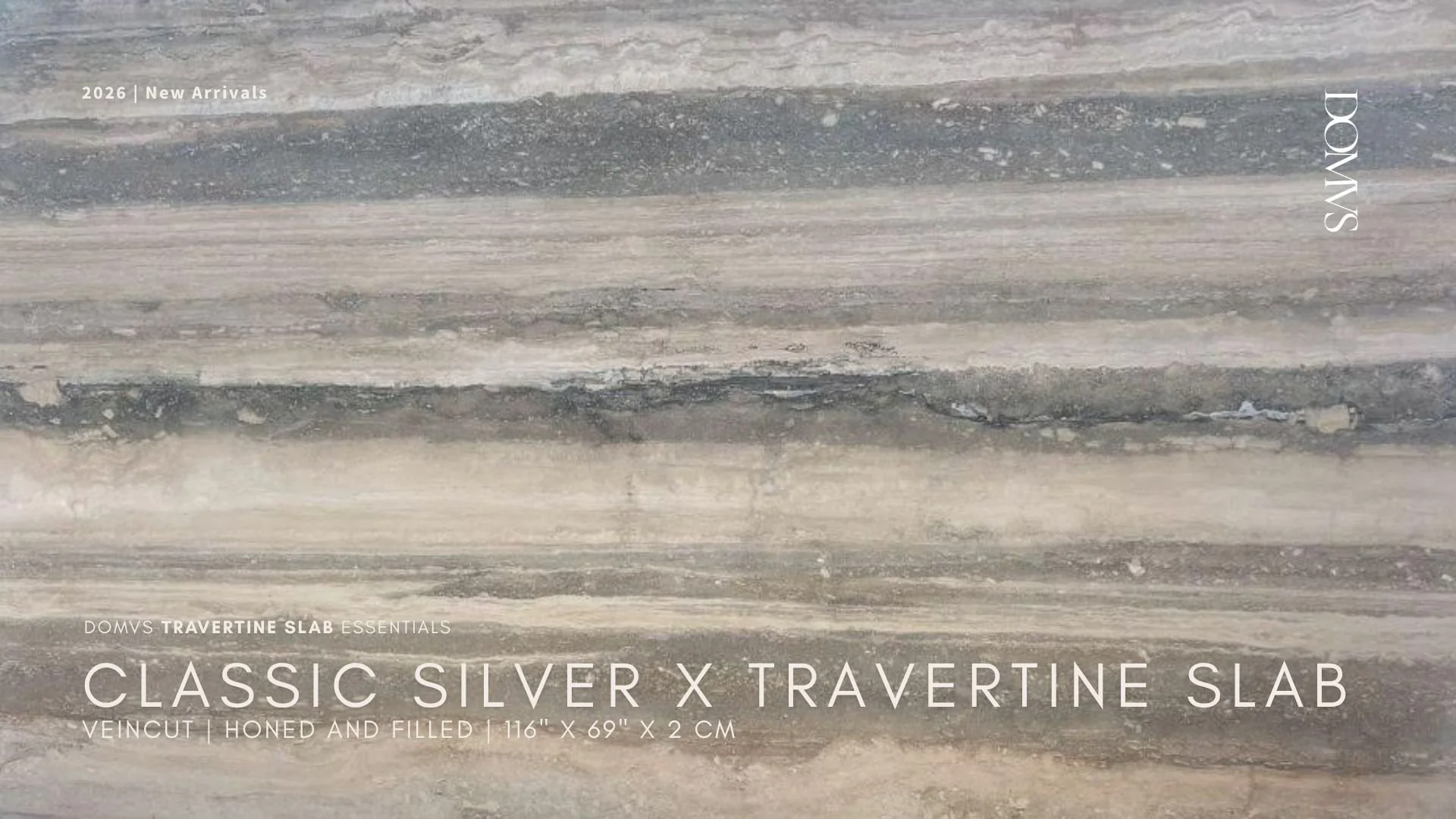 Classic Silver Extra Travertine Slab Honed and Filled Veincut for Retail, Hospitality and Commercial Projects. We Ship Nationwide!