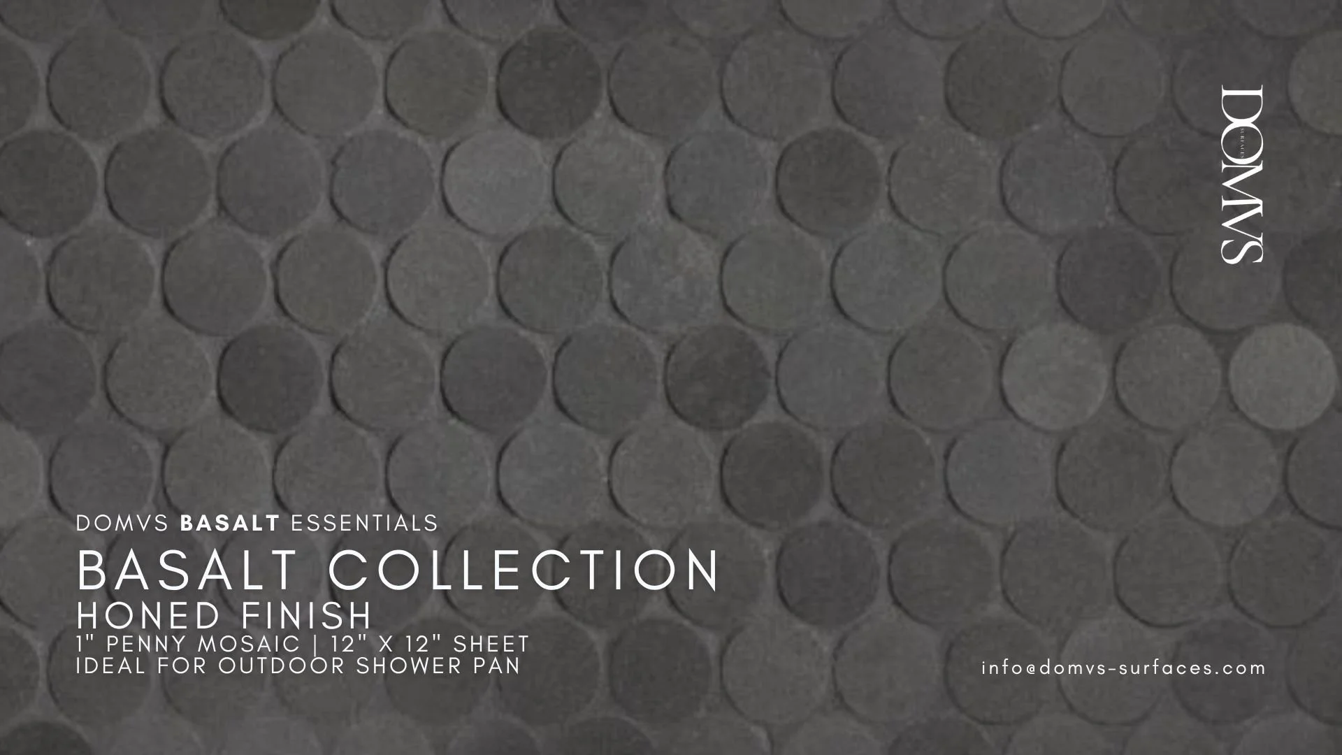 Basalt Penny Round Mosaic For Outdoor Shower | In Stock Now. We Ship Nationwide!