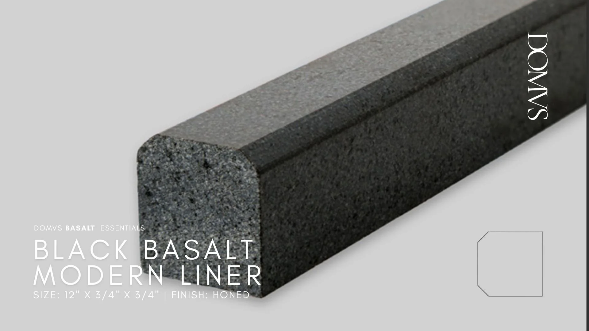 BLACK BASALT MODERN LINER 12 X .75 X .75. IN STOCK NOW. NATIONWIDE SHIPPING.