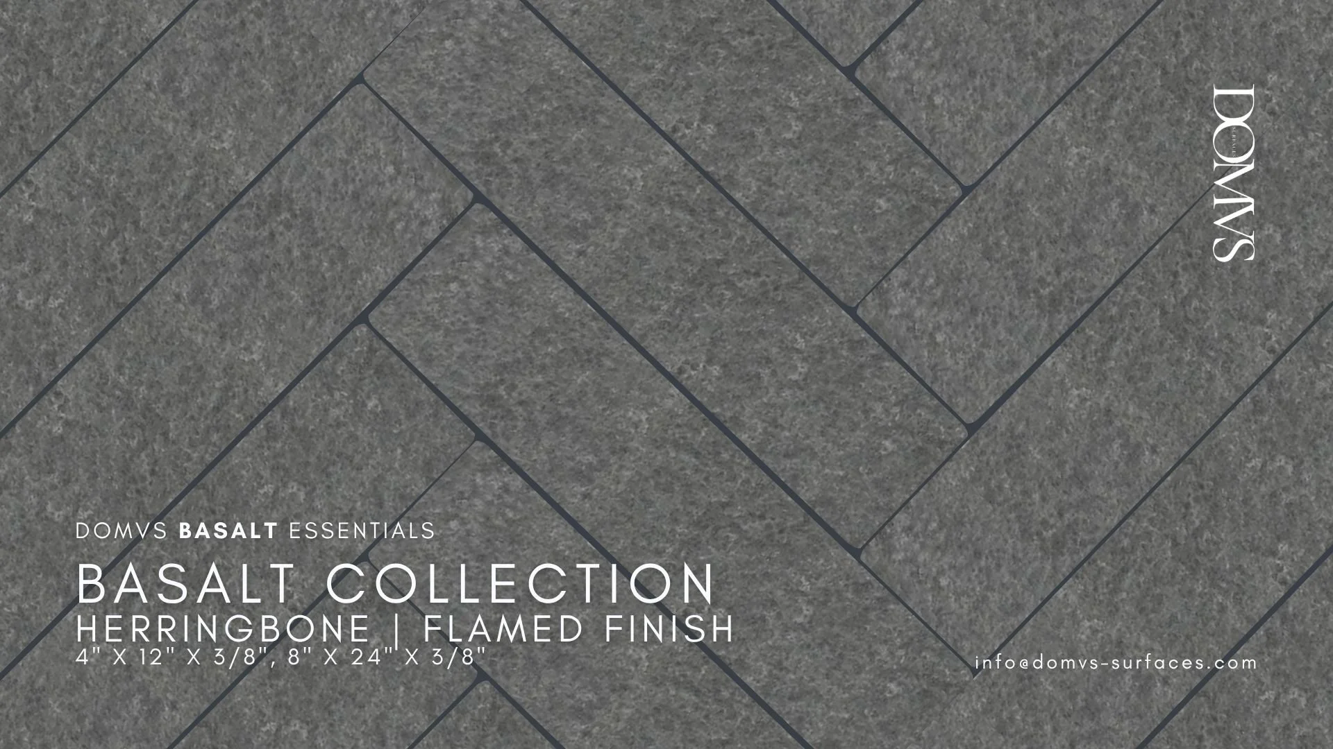 Black Basalt Flamed Flamed Herringbone by DOMVS SURFACES