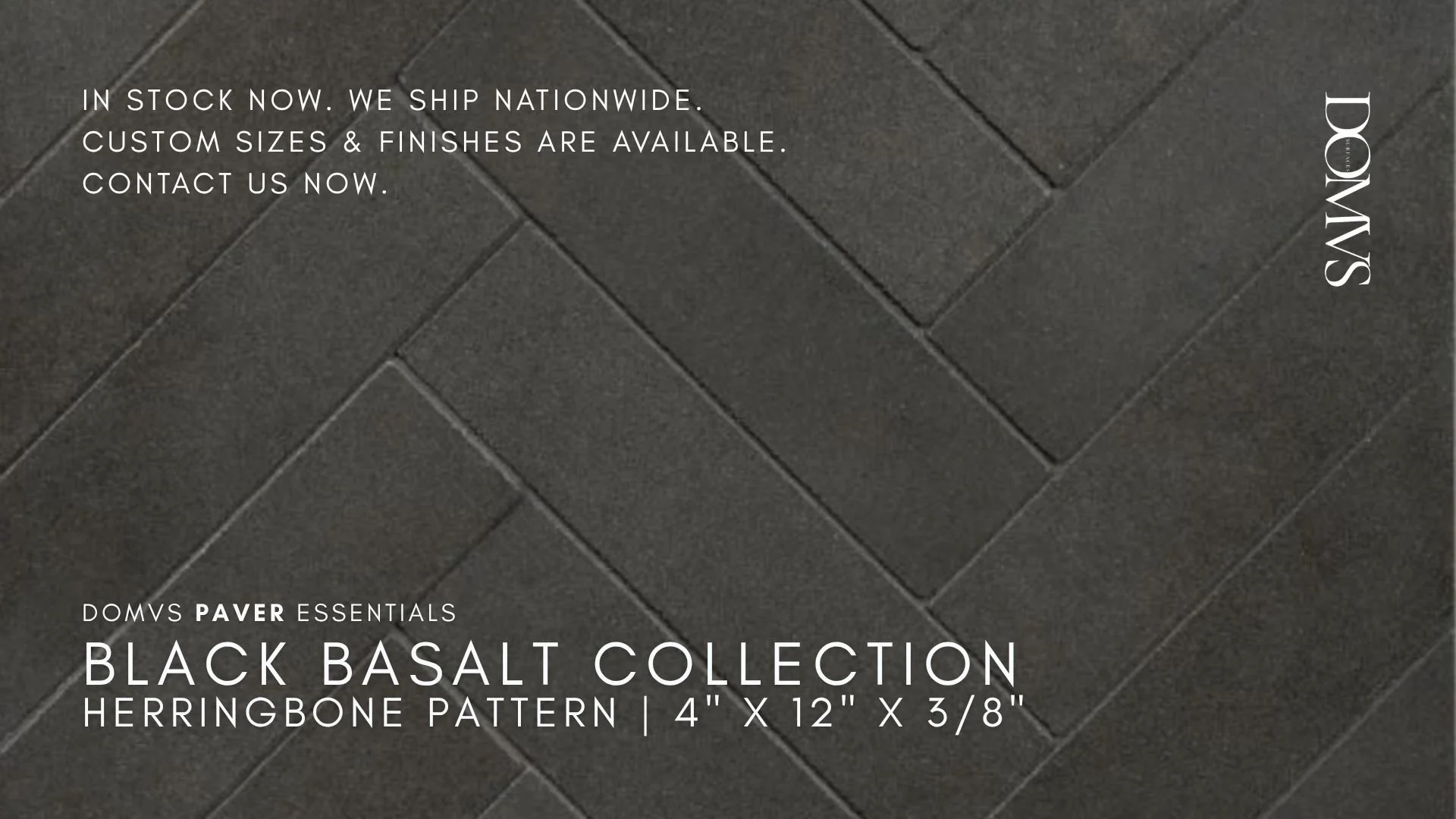 Black Basalt Honed Herringbone 4" X 12" by DOMVS SURFACES