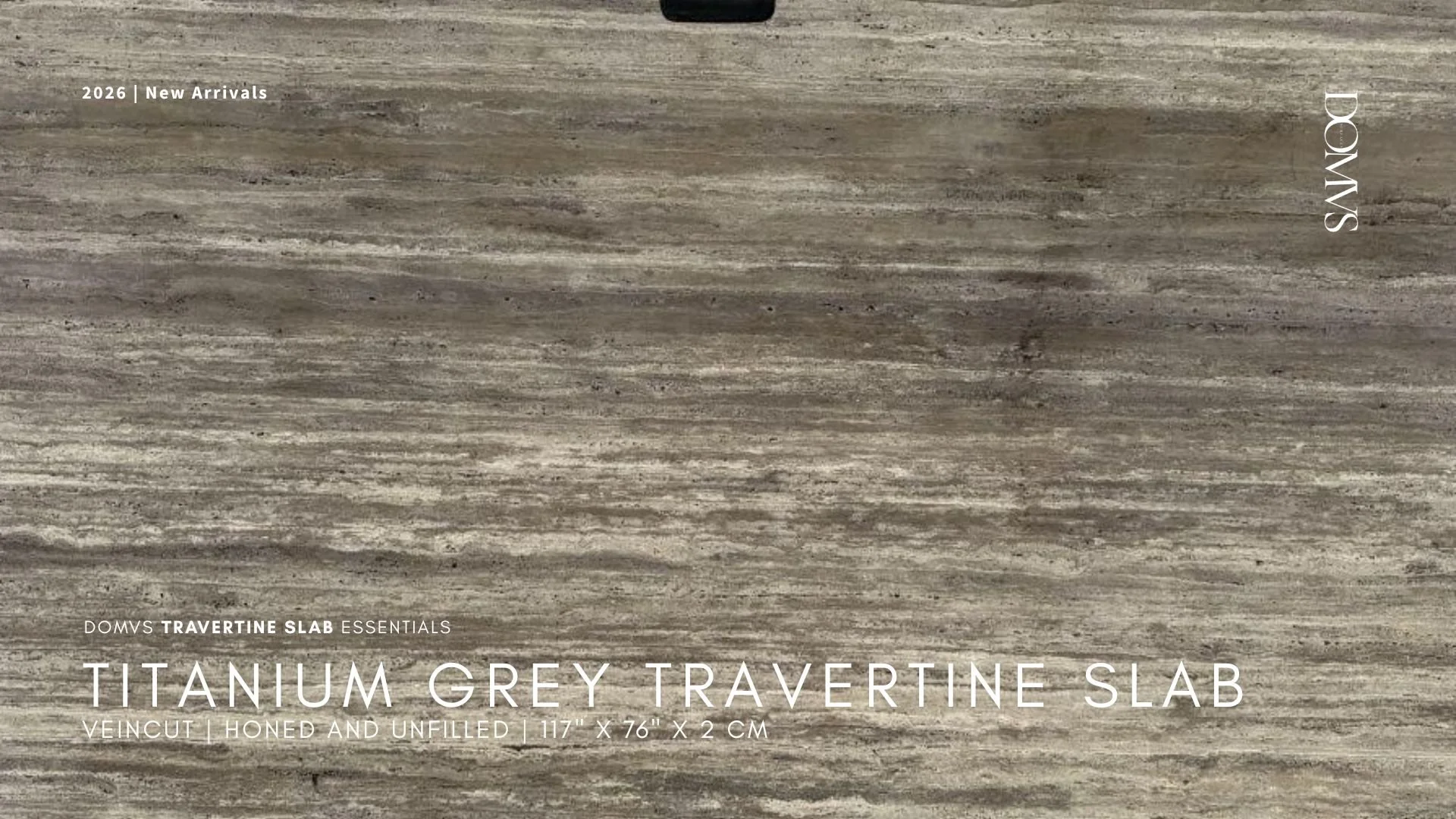 Titanium Grey Travertine Slab Vein cut Honed Unfilled for Landscape Projects. In Stock Now. We Ship Nationwide!