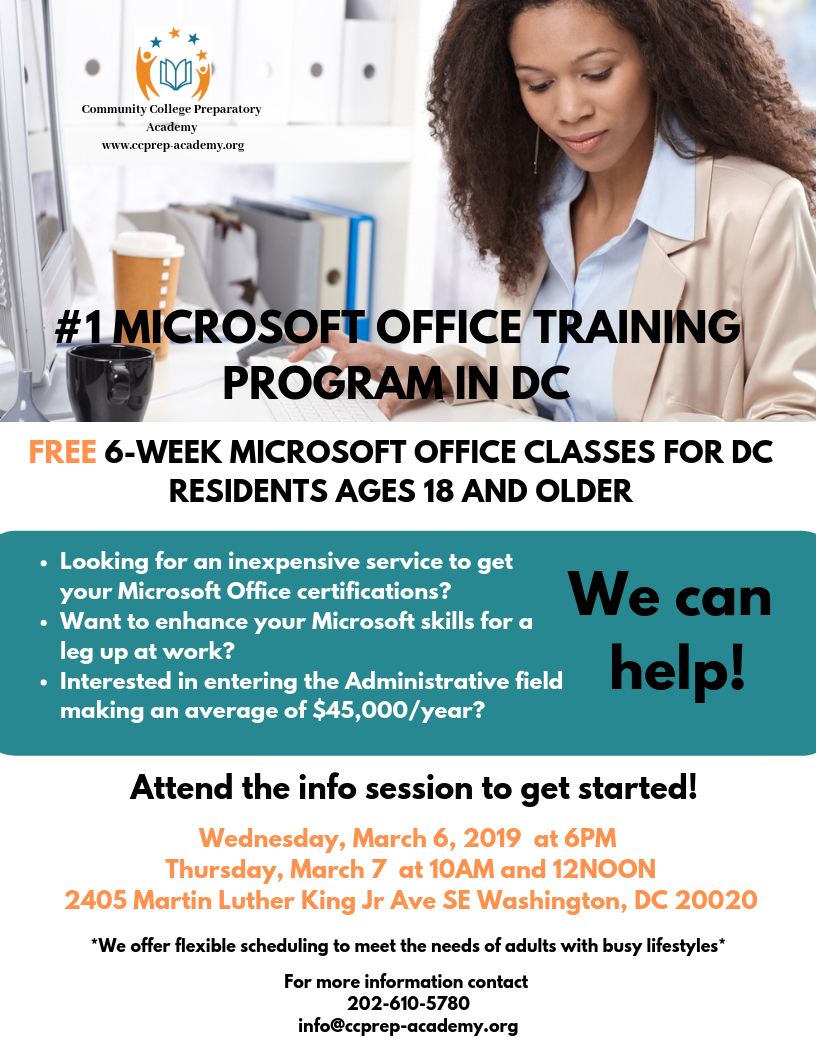 March 6 + 7 | Microsoft Office Training Enrollment Info Session — ANACOSTIA  BID