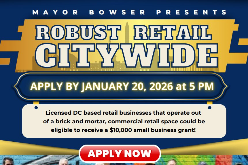 JAN 20 | Deadline to apply for a FY 2026 Robust Retail Citywide Grant