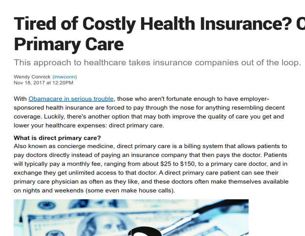 Tired of Costly Health Insurance? Consider Direct Primary Care