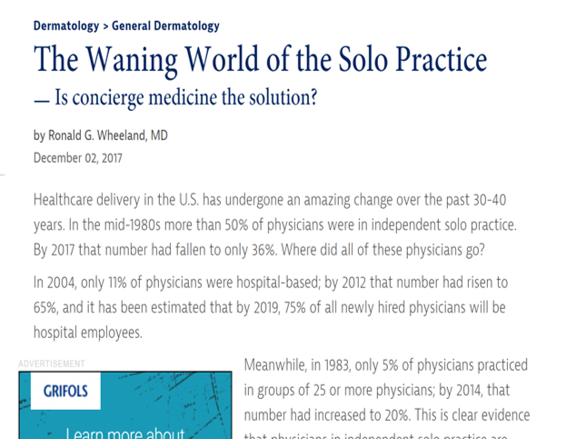 The Waning World of the Solo Practice Is concierge medicine the solution?