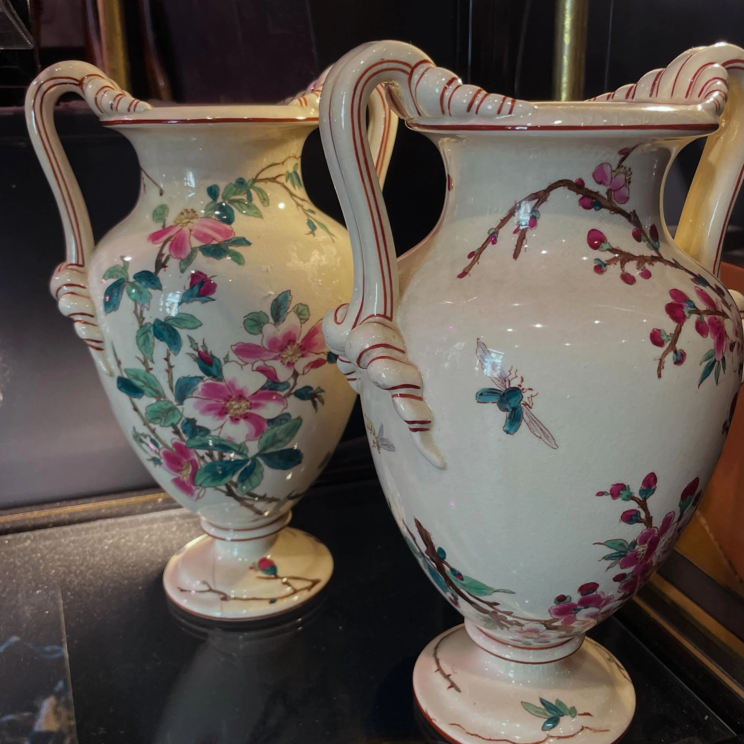 NEW IN: a pair of rare Gien vases circa 1900