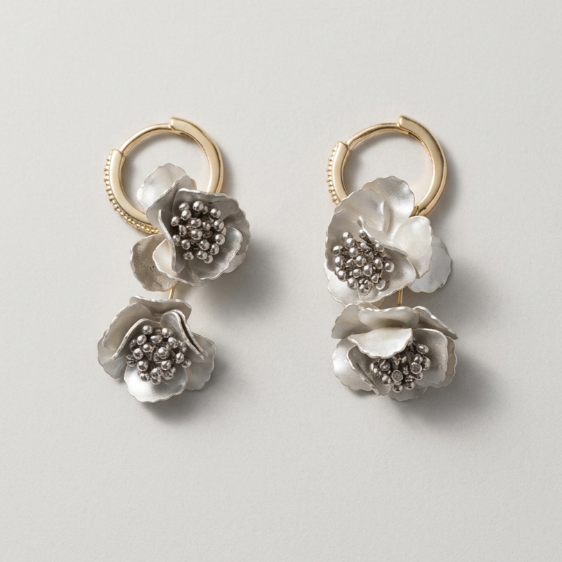 Monshiro Peony Hoop Earrings